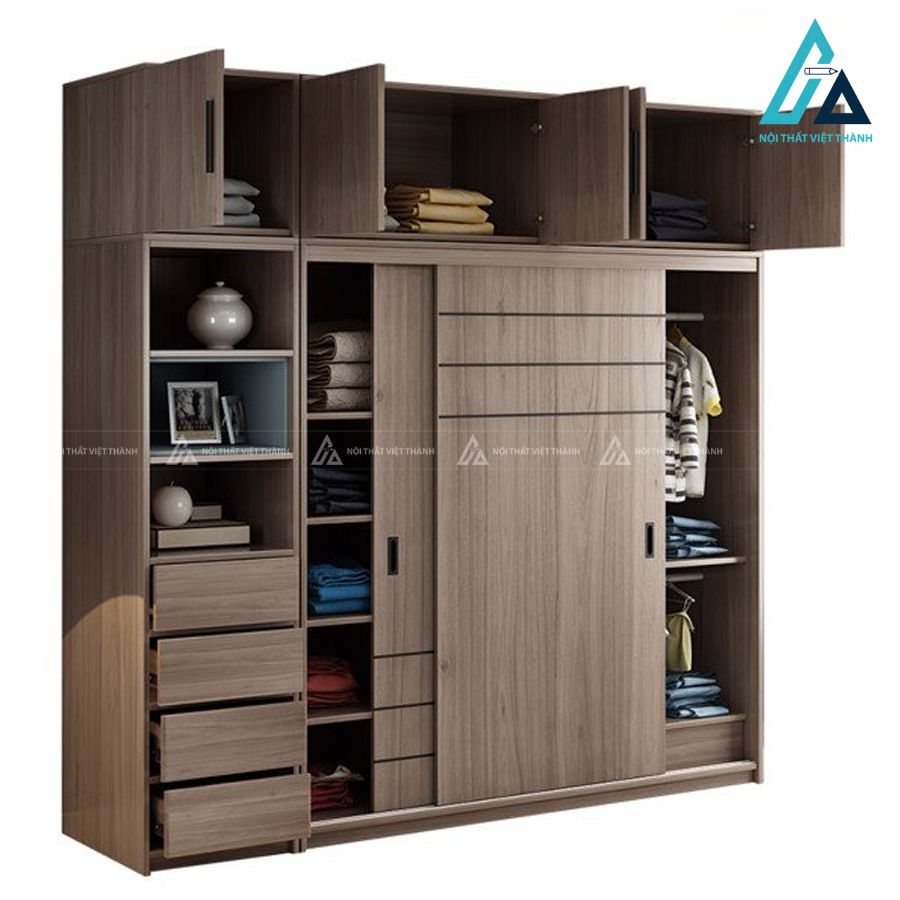 Combo phòng ngủ gỗ hiện đại tích hợp giường hộp và tủ quần áo cánh lùa 2