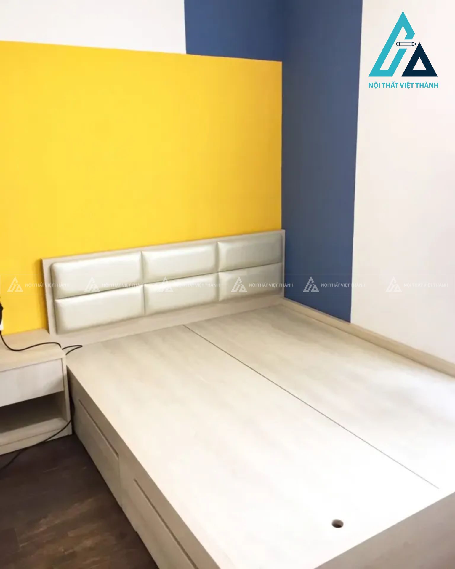 Bộ nội thất phòng ngủ phong cách khối tích hợp giường ngăn kéo và bàn học 2