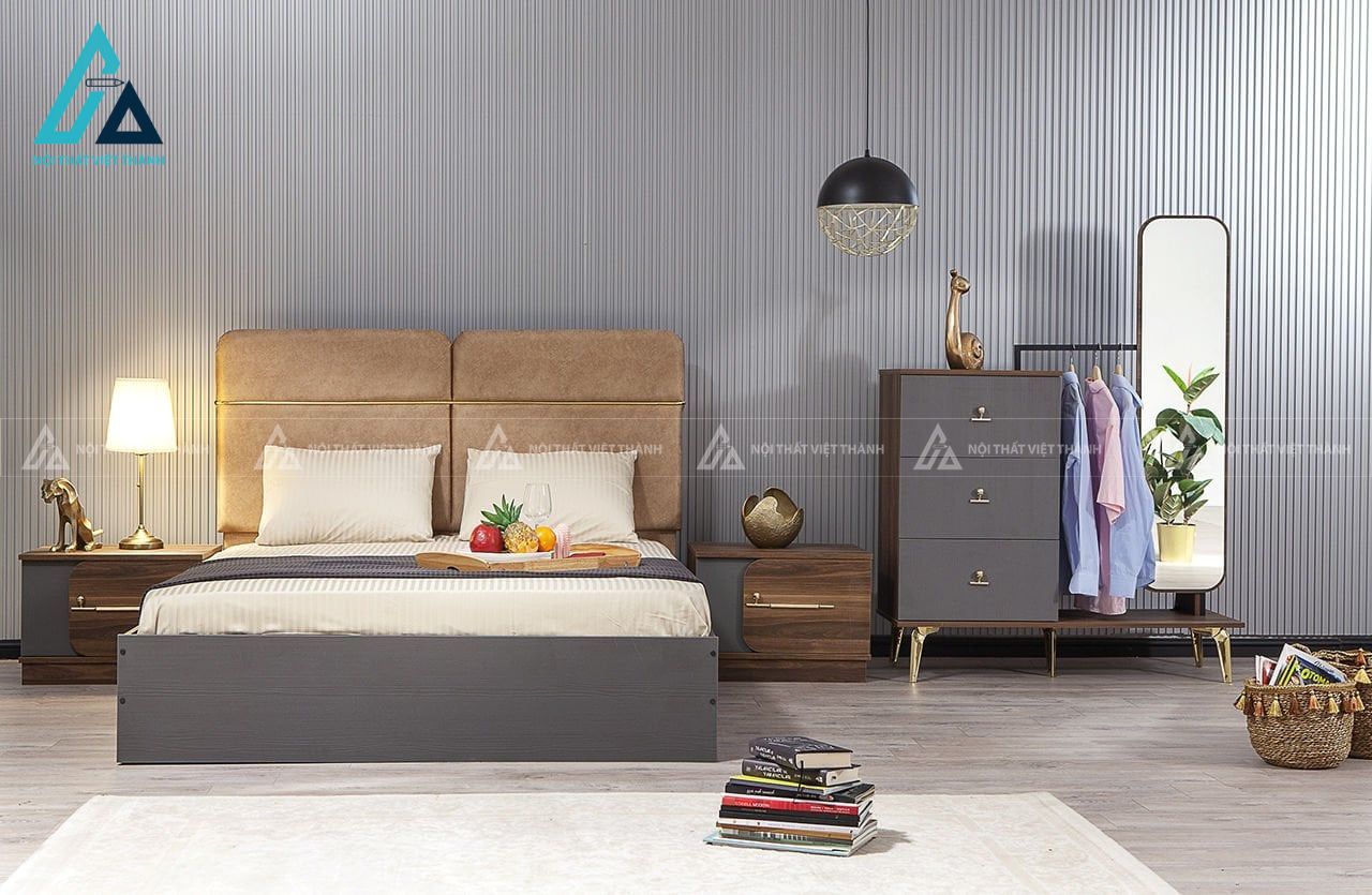 Combo phòng ngủ hiện đại thiết kế tủ áo kịch trần và cây treo quần áo 3