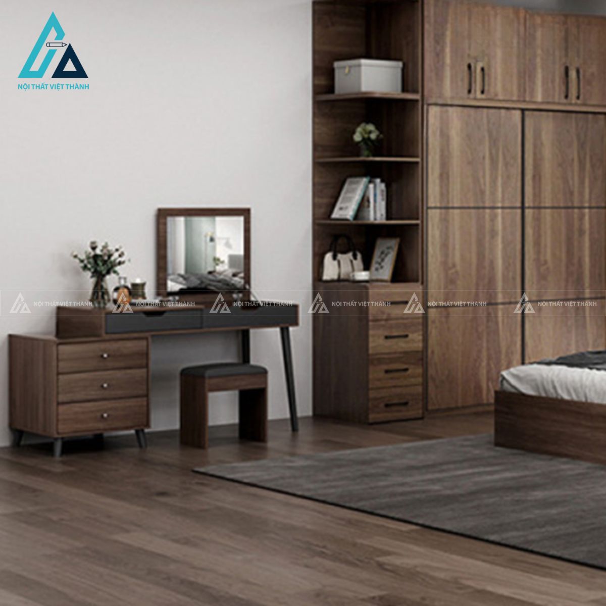 Combo phòng ngủ hiện đại tủ nhiều cánh và bàn làm việc tiện ích 2