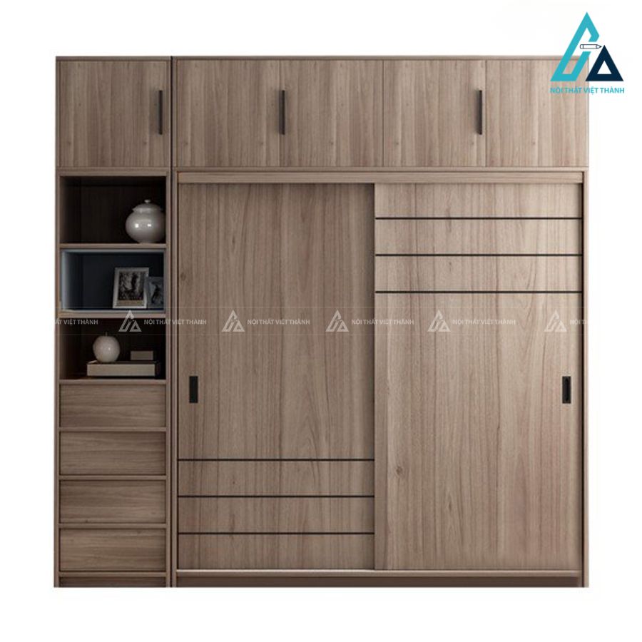Combo phòng ngủ gỗ hiện đại tích hợp giường hộp và tủ quần áo cánh lùa 3