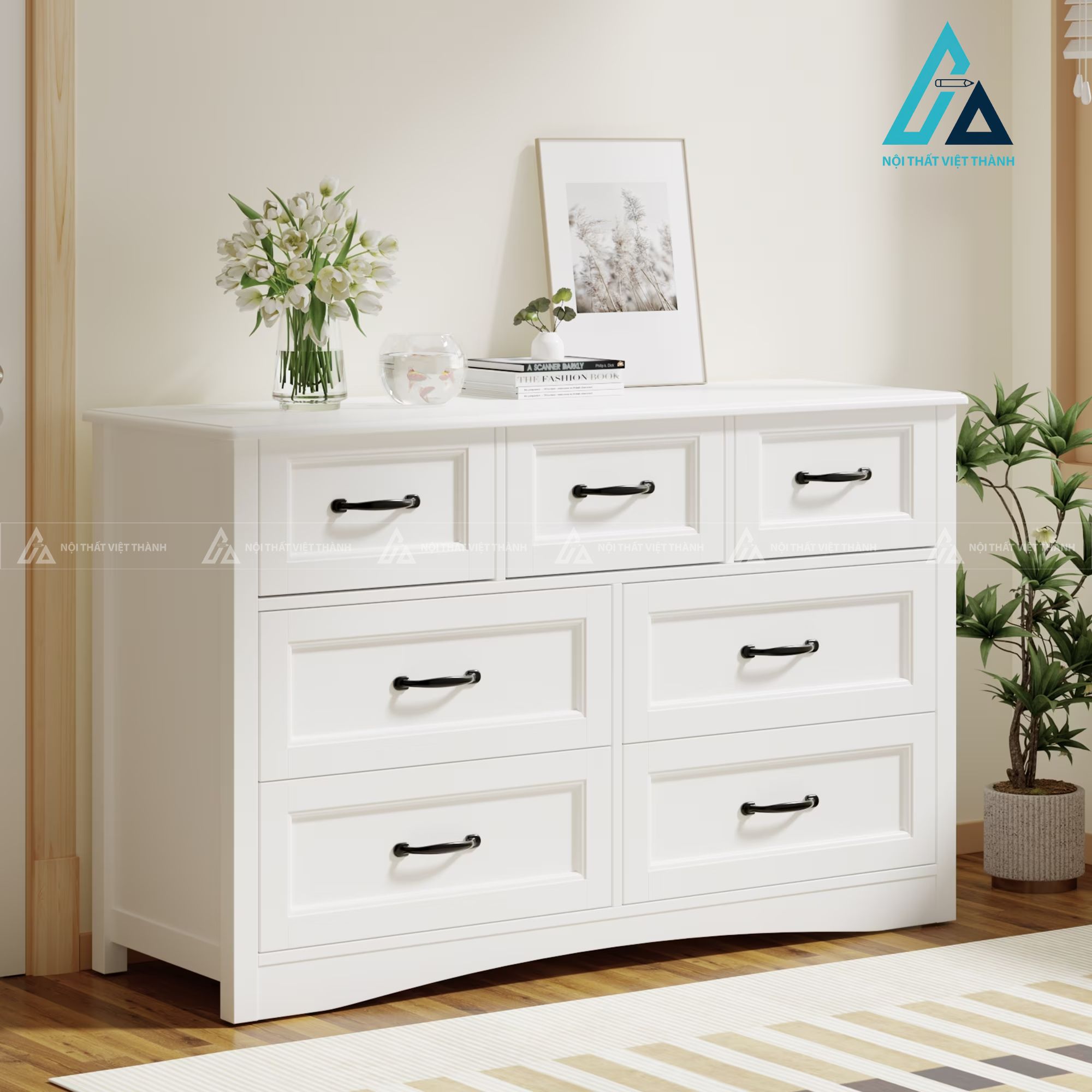 Combo nội thất phòng ngủ hiện đại tích hợp hệ tủ ngăn kéo lưu trữ lớn 6