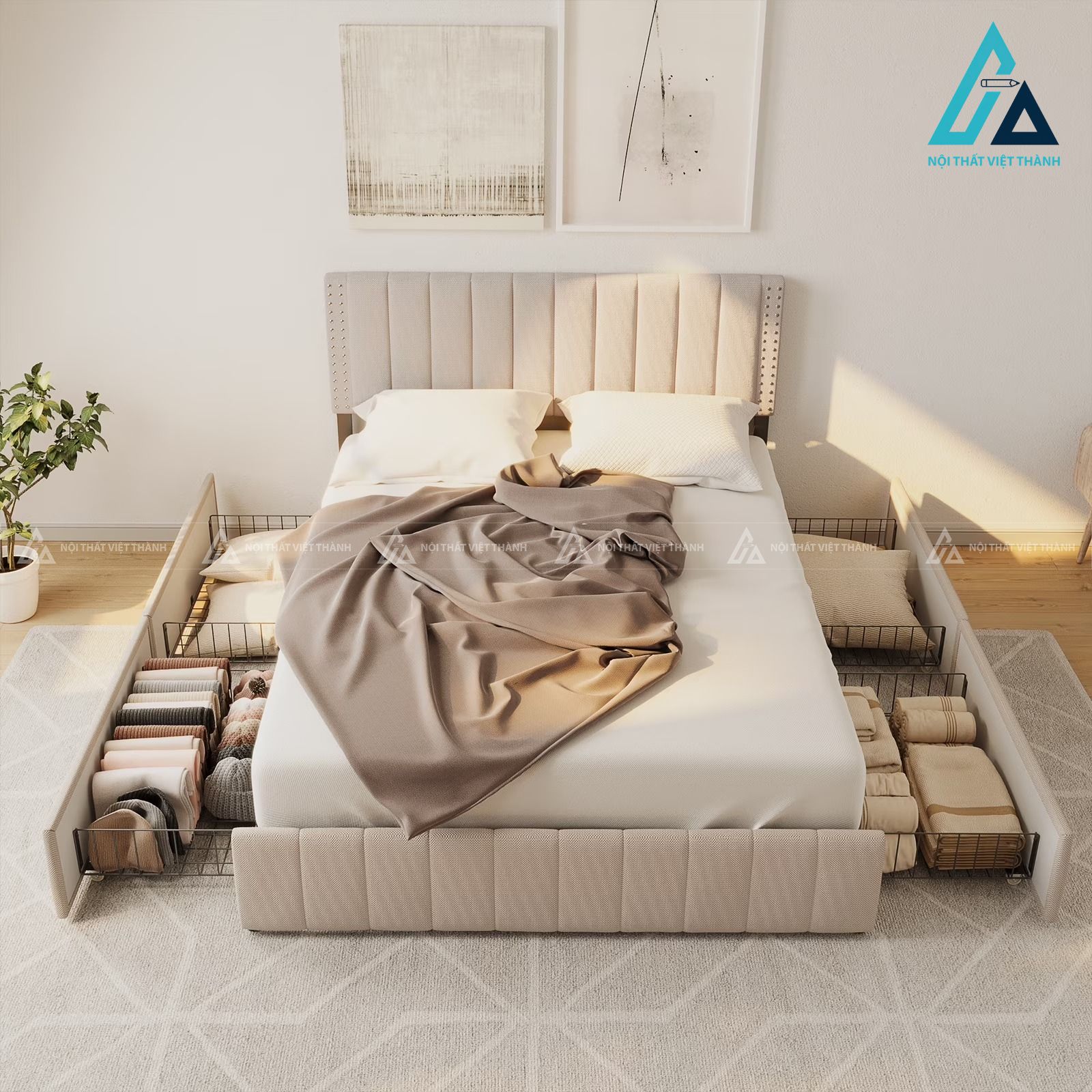 Combo phòng ngủ thông minh tích hợp giường ngăn kéo và tủ đứng tiện nghi 3