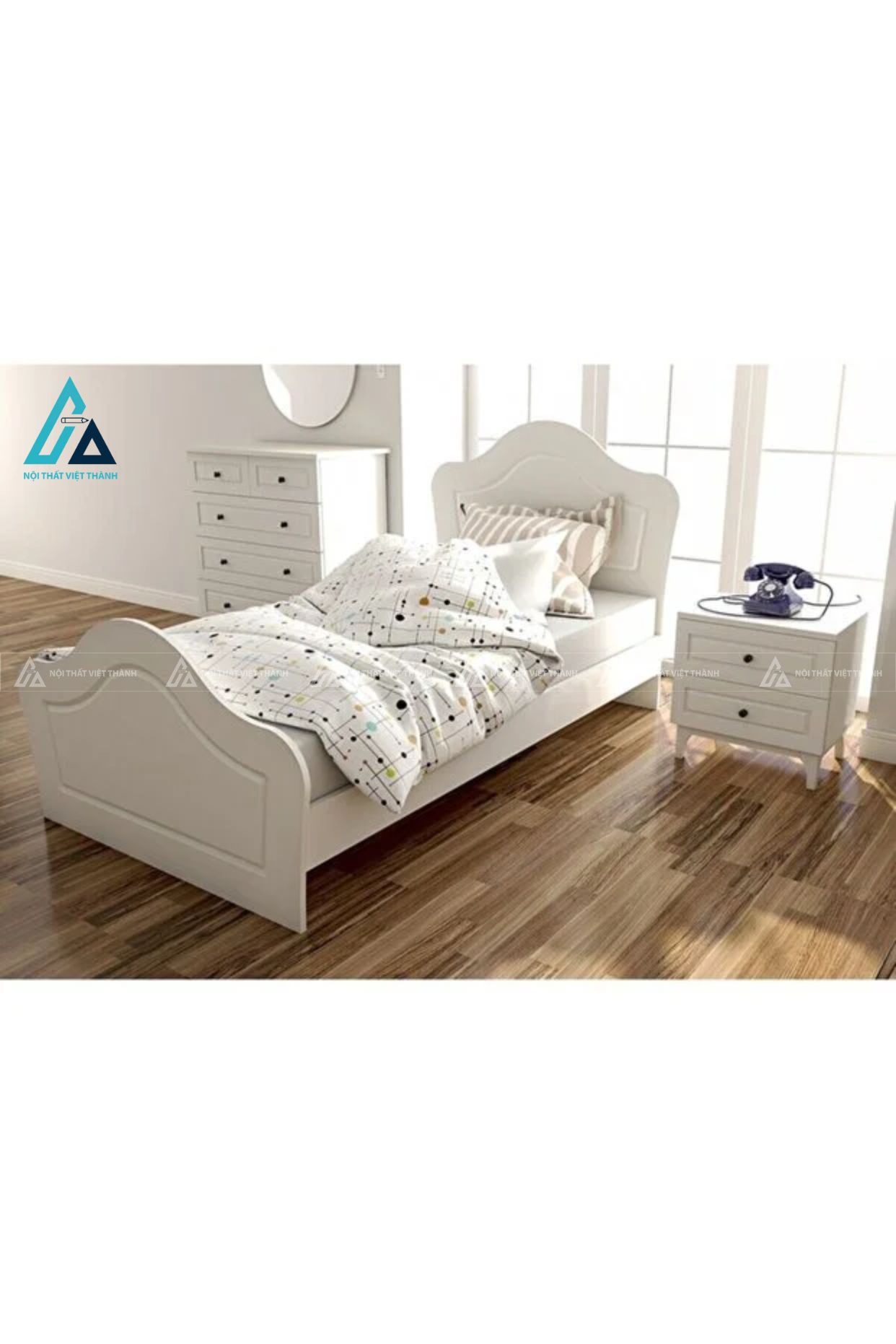 Combo phòng ngủ gỗ dễ thương tuổi teen phong cách đồng quê 4