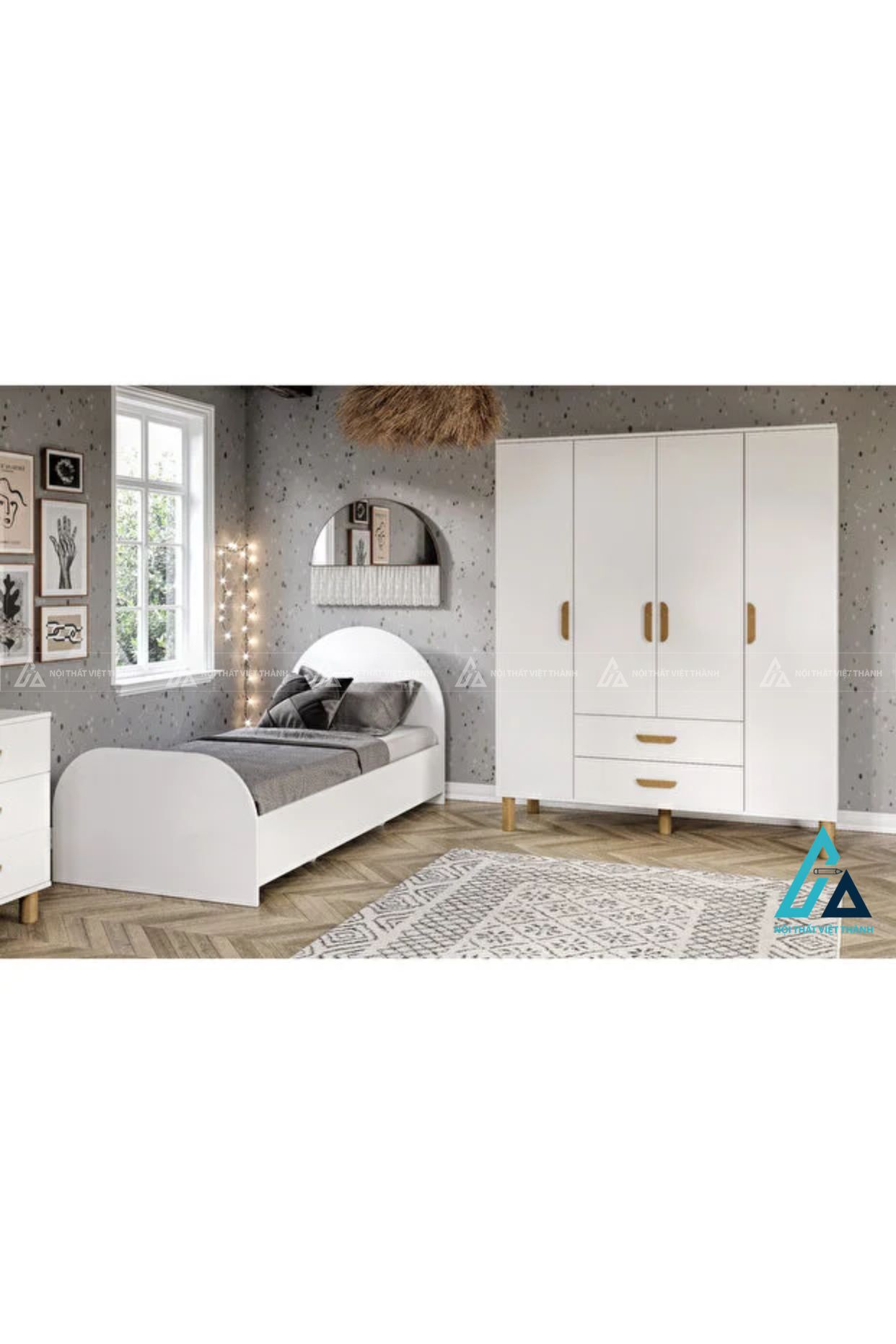 Combo phòng ngủ gỗ tích hợp tủ quần áo và bàn phấn trang điểm 4