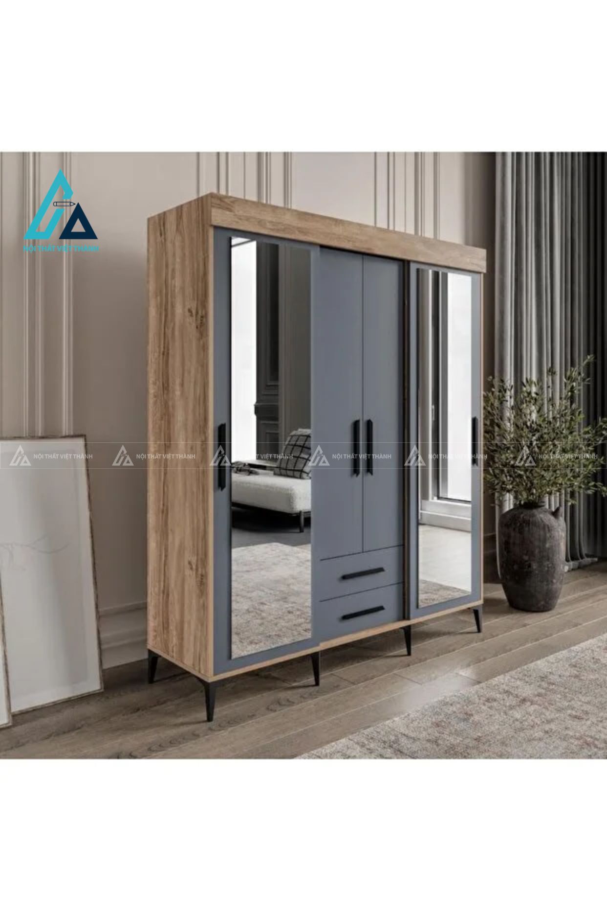 Combo phòng ngủ cho bé thiết kế bo tròn tích hợp bàn học và tủ gương 5