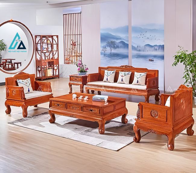 Bộ salon gỗ thiết kế sang trọng cho phòng khách hiện đại