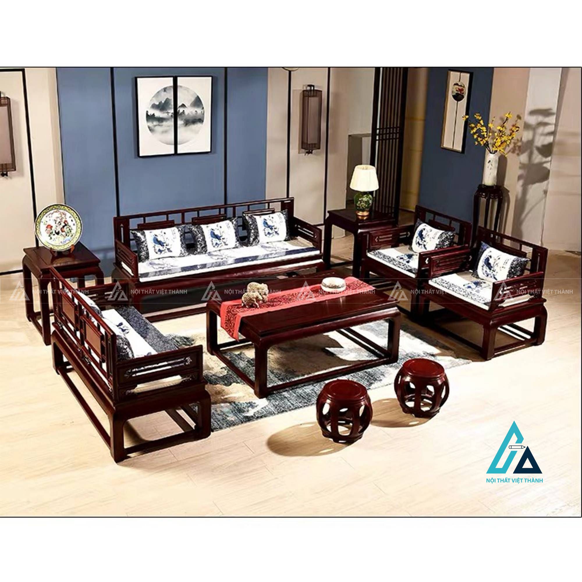 Bộ salon gỗ thiết kế chạm trổ tinh tế cho phòng khách sang trọng 2