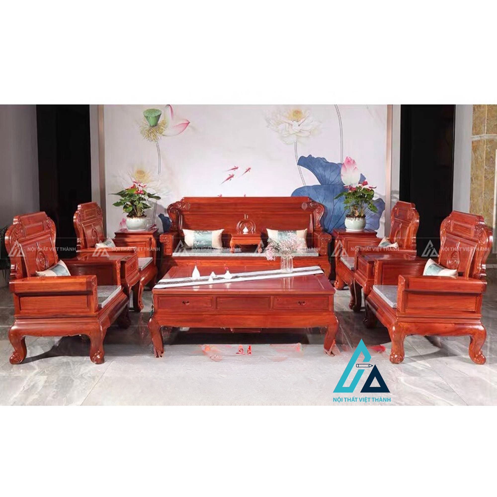 Bộ salon gỗ tay hộp thiết kế hiện đại cho phòng khách sang 2