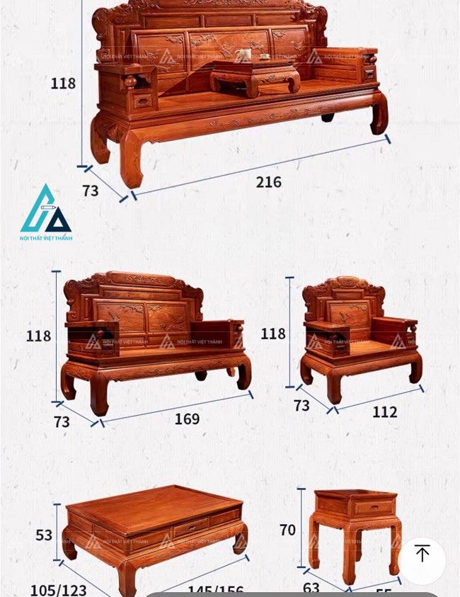 Bộ salon gỗ thiết kế chân cong vững chãi tối ưu diện tích 2