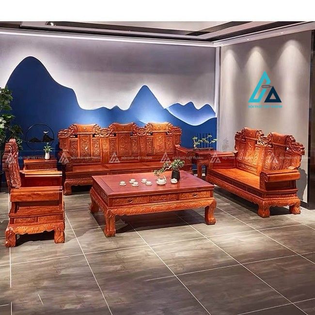 Bộ salon gỗ thiết kế sang trọng tối ưu diện tích phòng khách
