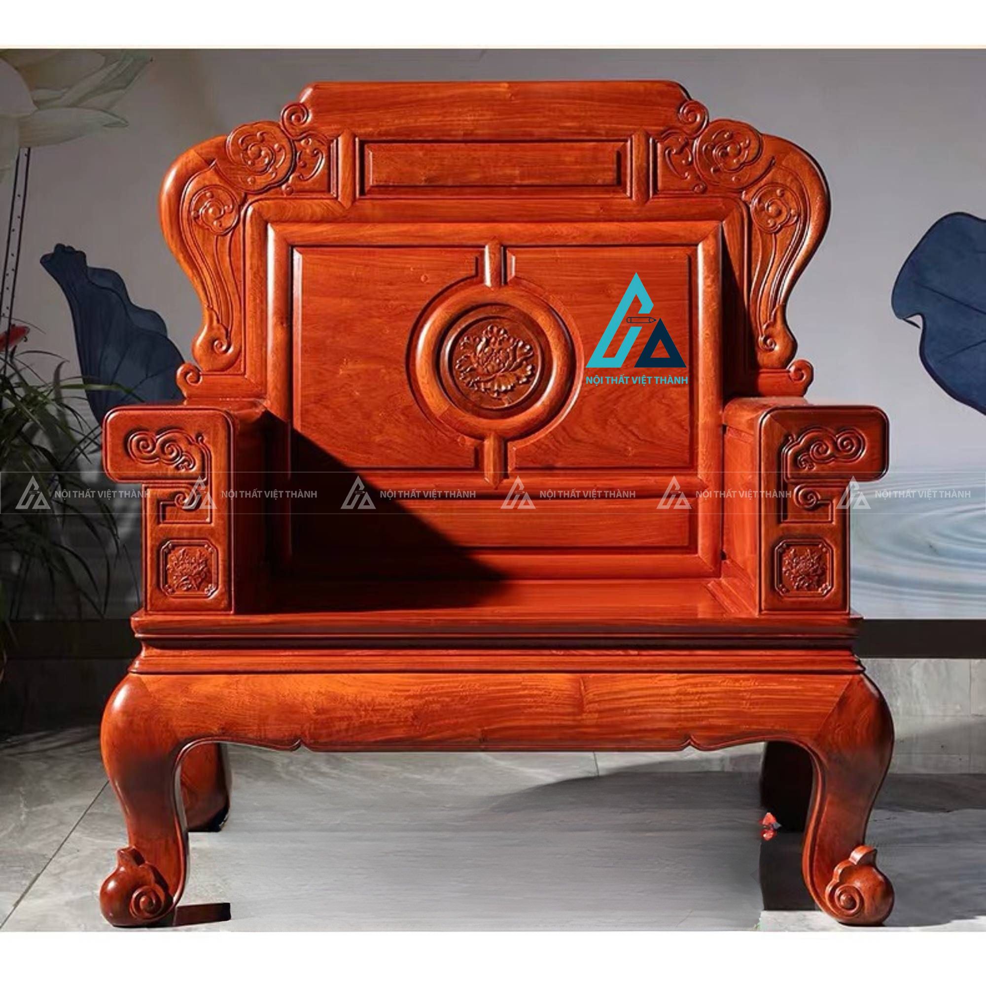 Bộ salon gỗ tay hộp thiết kế hiện đại cho phòng khách sang 4