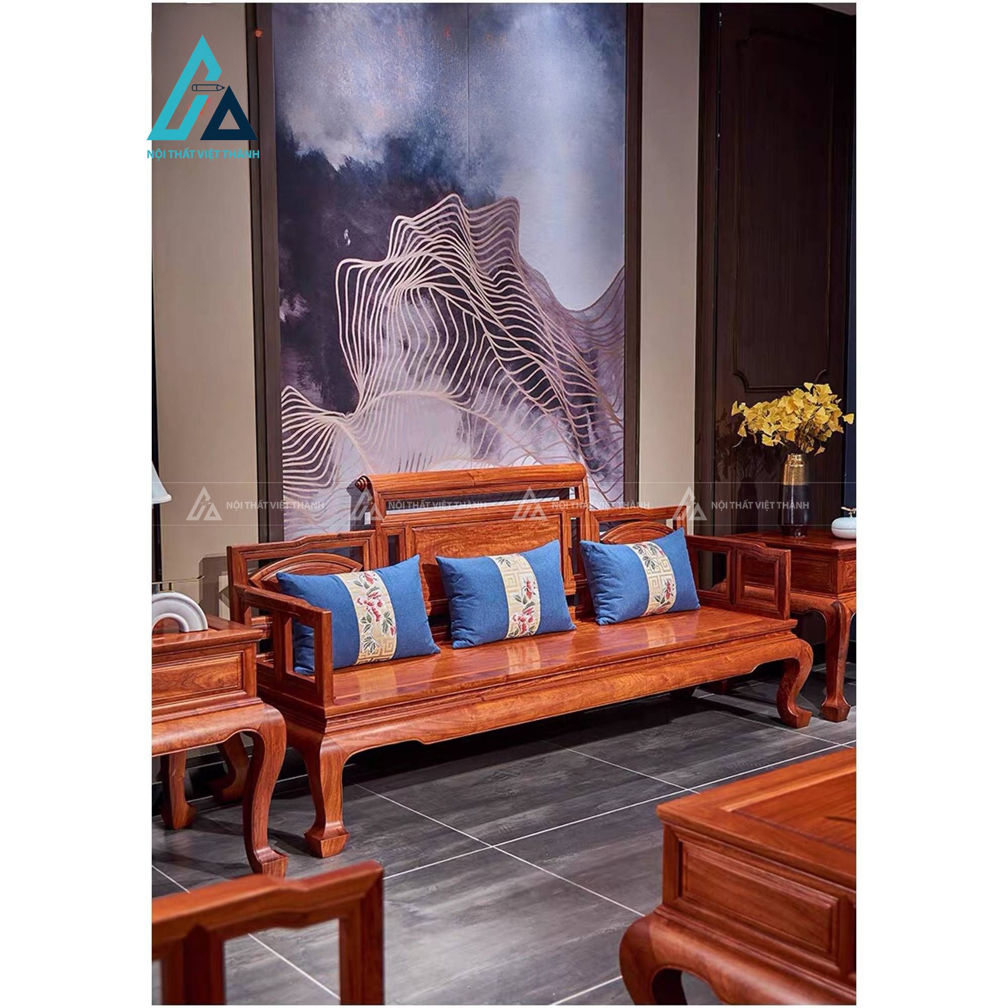 Bộ salon gỗ thiết kế cân đối sang trọng cho phòng khách đẹp 5