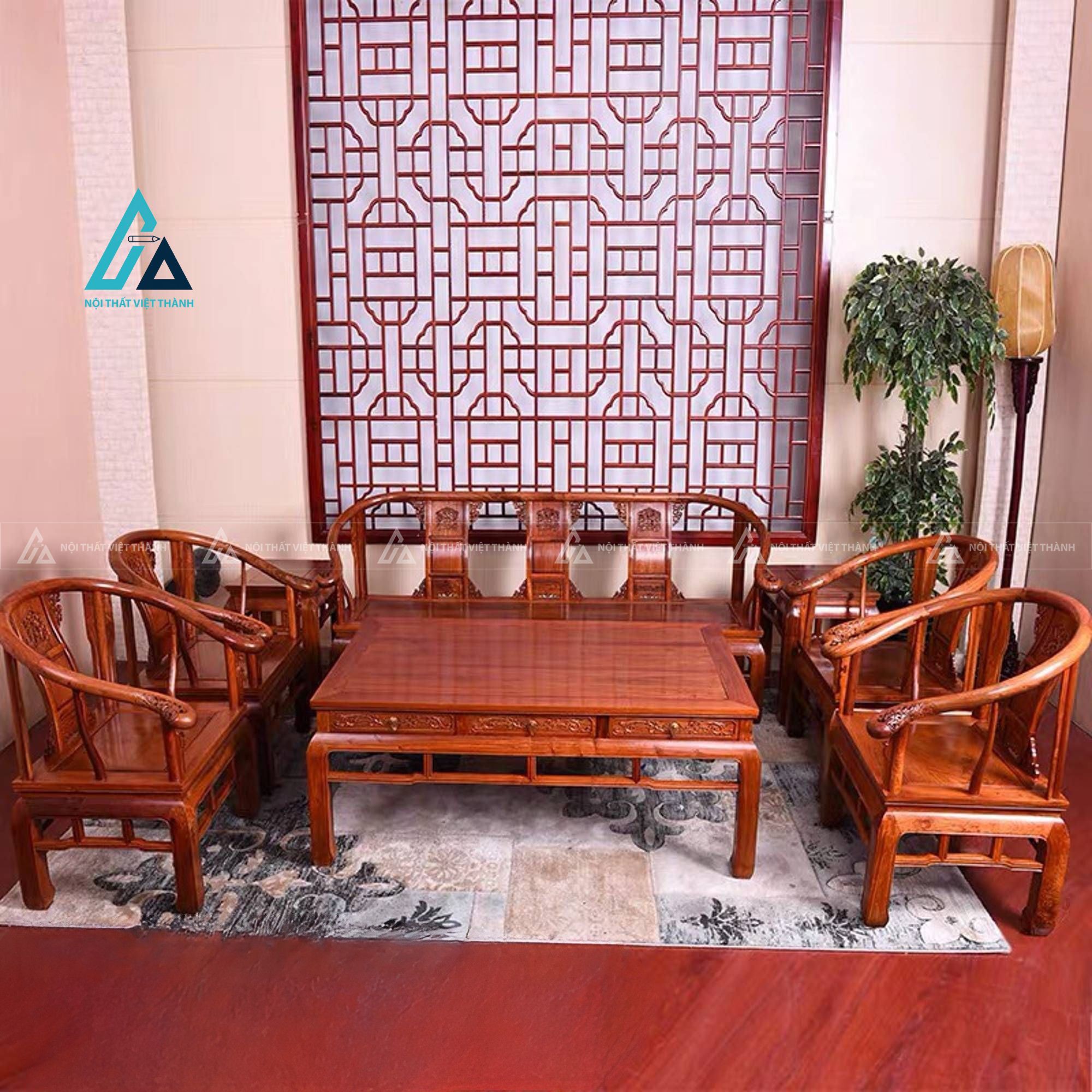 Bộ bàn ghế salon gỗ thiết kế sang trọng cho phòng khách đẹp
