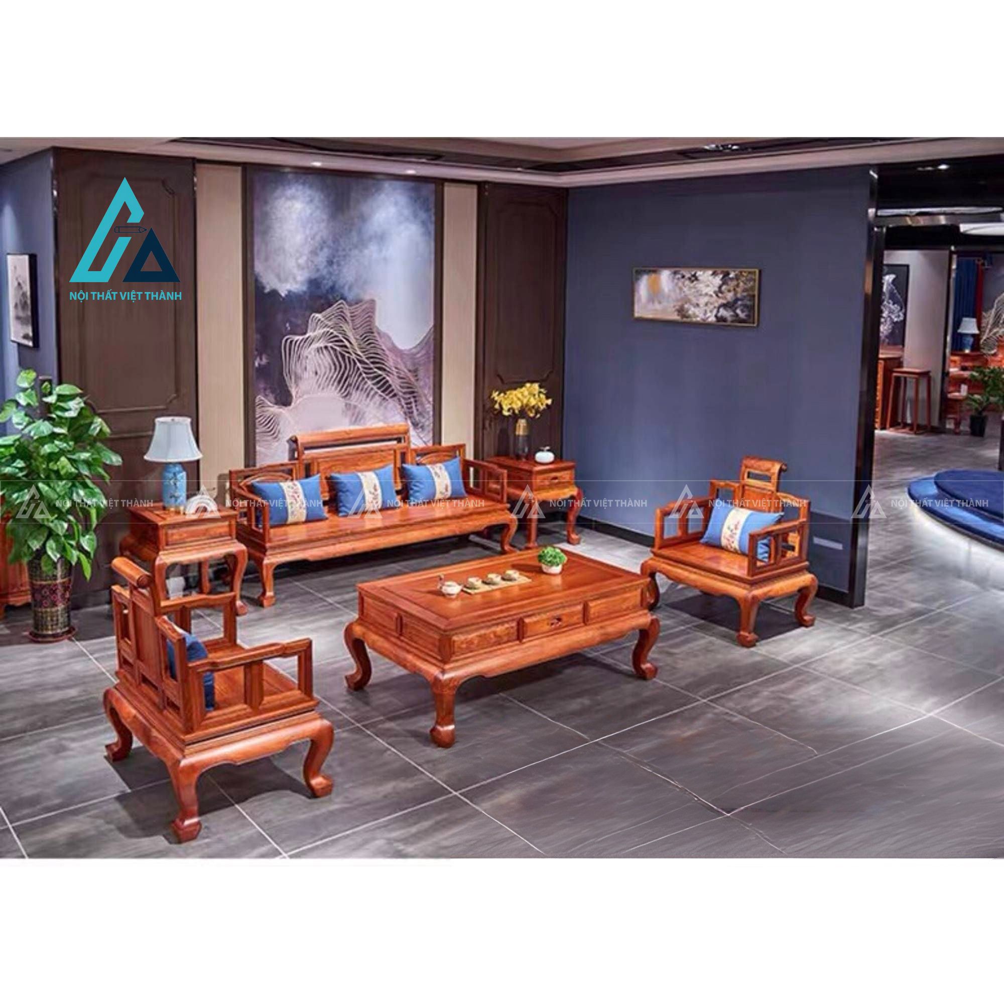 Bộ salon gỗ thiết kế cân đối sang trọng cho phòng khách đẹp 6