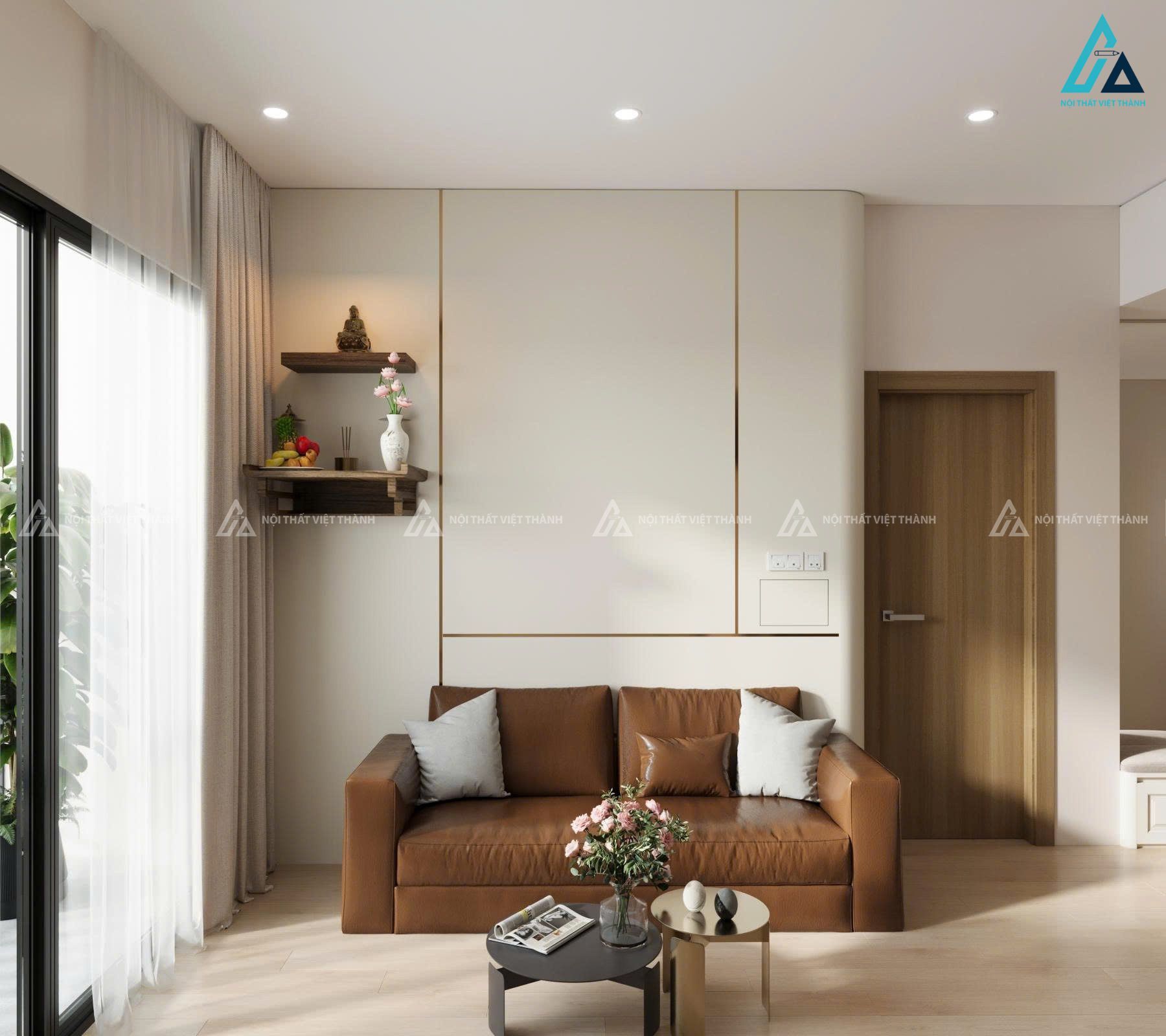 Mẫu sofa da nâu hiện đại