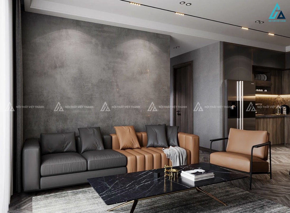 Mẫu sofa da đen nâu bò độc đáo theo cá tính của gia chủ