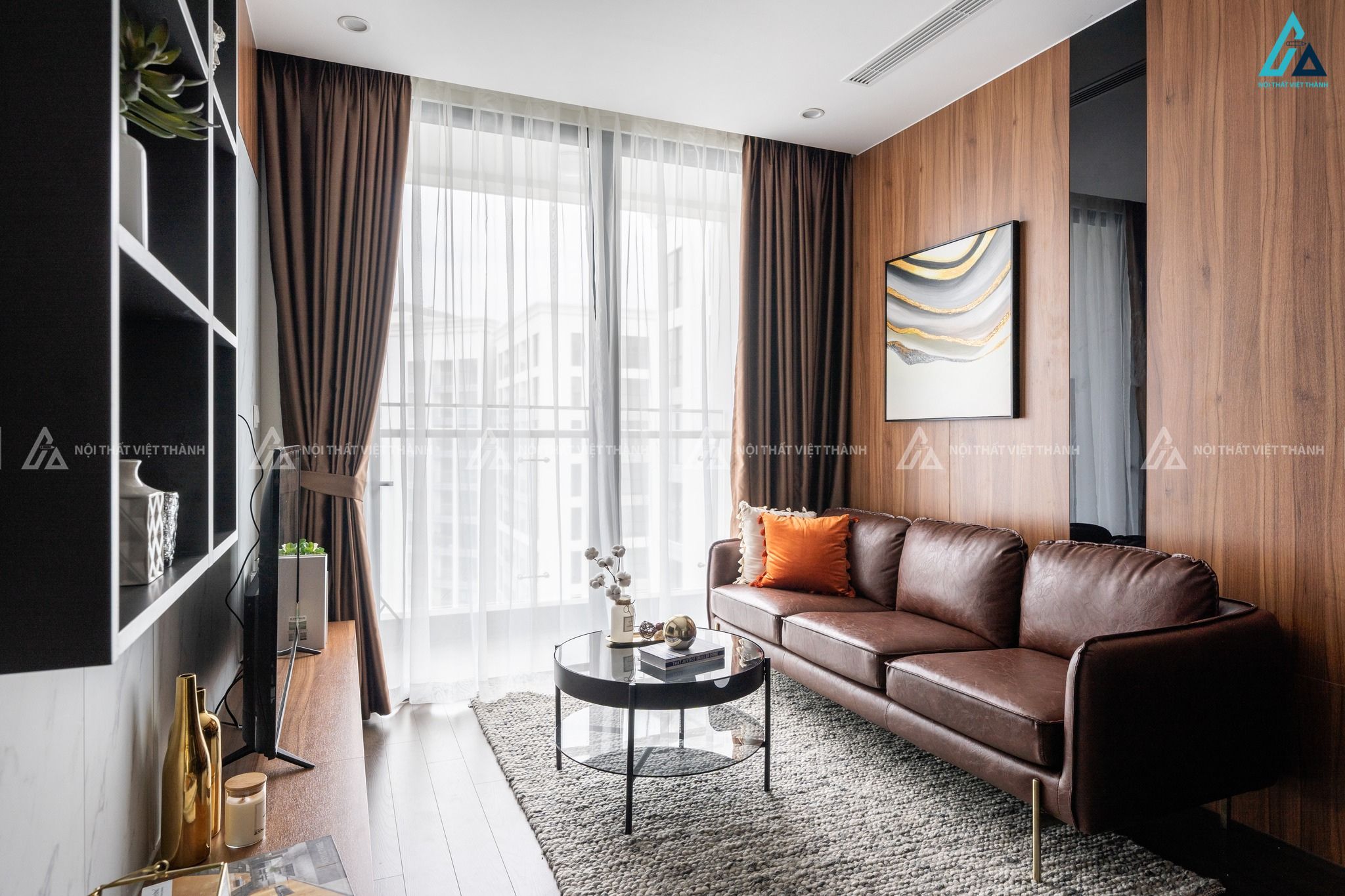 Mẫu sofa da màu đỏ sang trọng