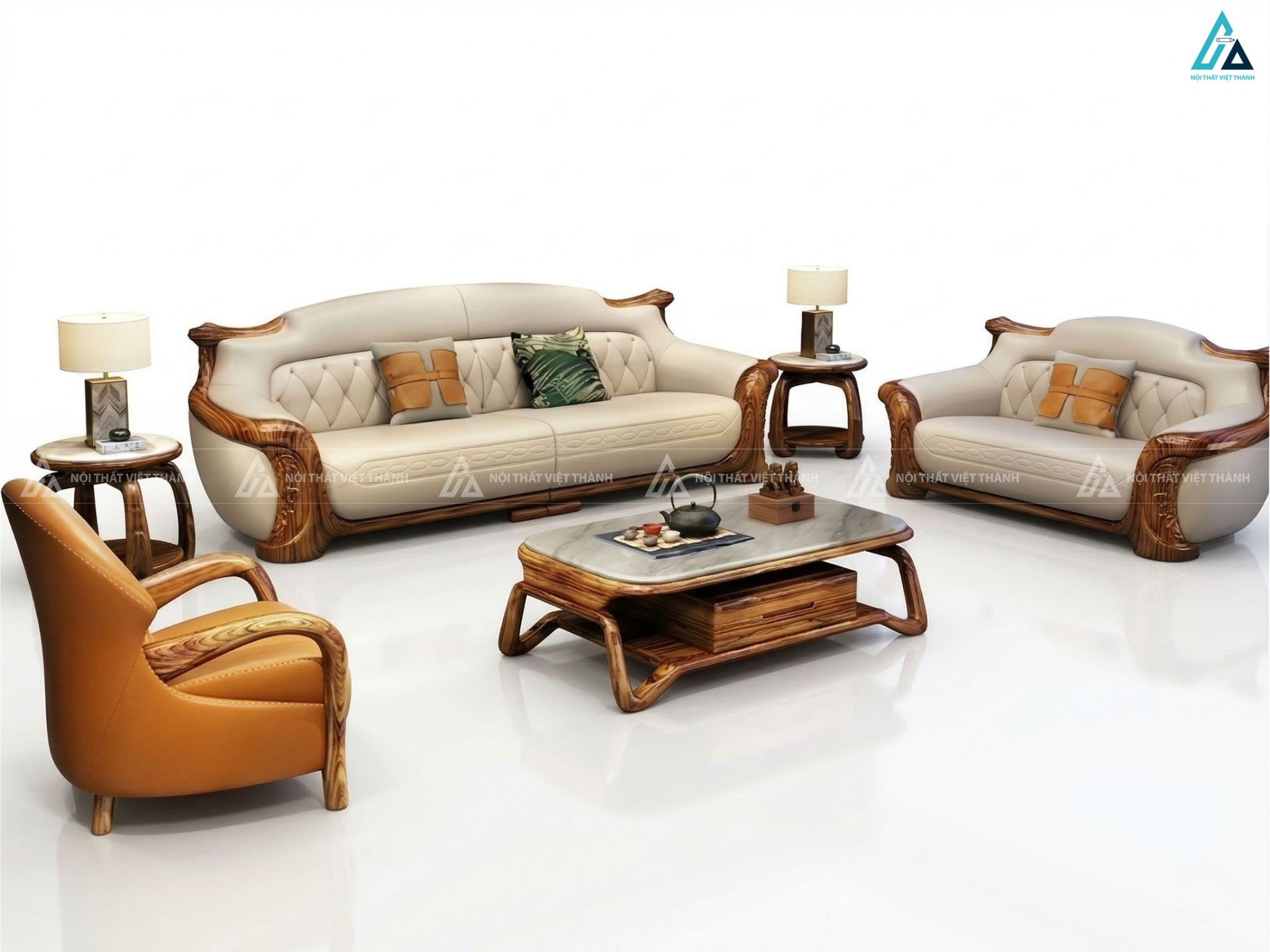 Bộ sofa phòng khách sang trọng thiết kế đường cong nghệ thuật 1