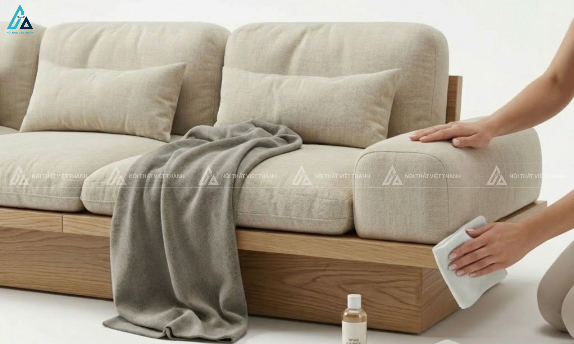 Sofa gỗ tối giản thiết kế dạng bệt sang trọng cho phòng khách 1