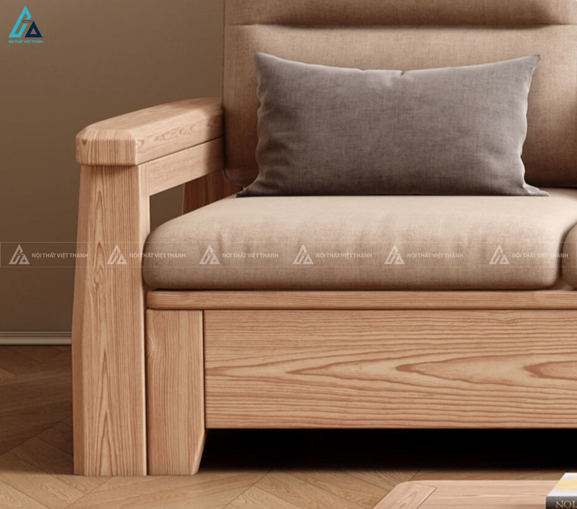 Bộ sofa gỗ hiện đại kết hợp bàn trà thông minh cho phòng khách 1