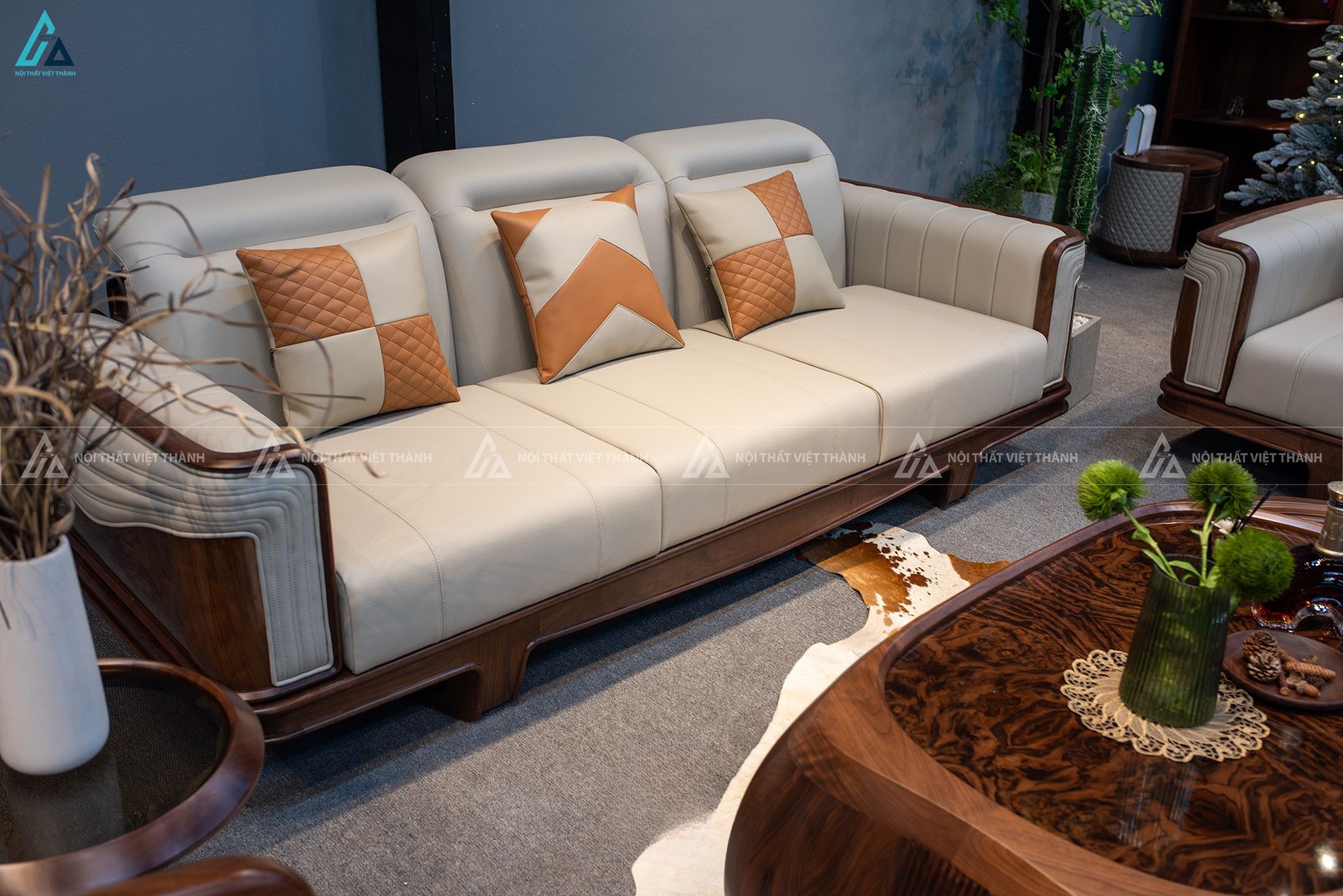 Bộ sofa chữ u tay cong thiết kế sọc đứng đẳng cấp hiện đại 1