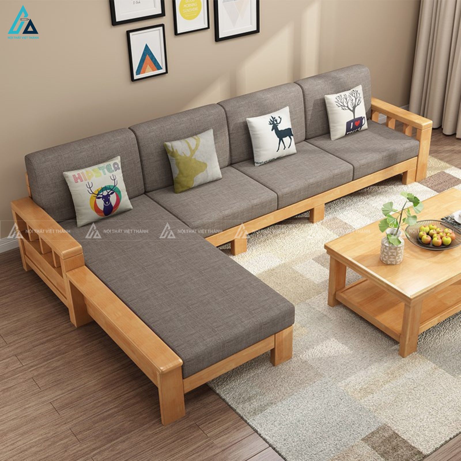Sofa gỗ phong cách trung hoa thiết kế hiện đại tinh tế cho phòng khách