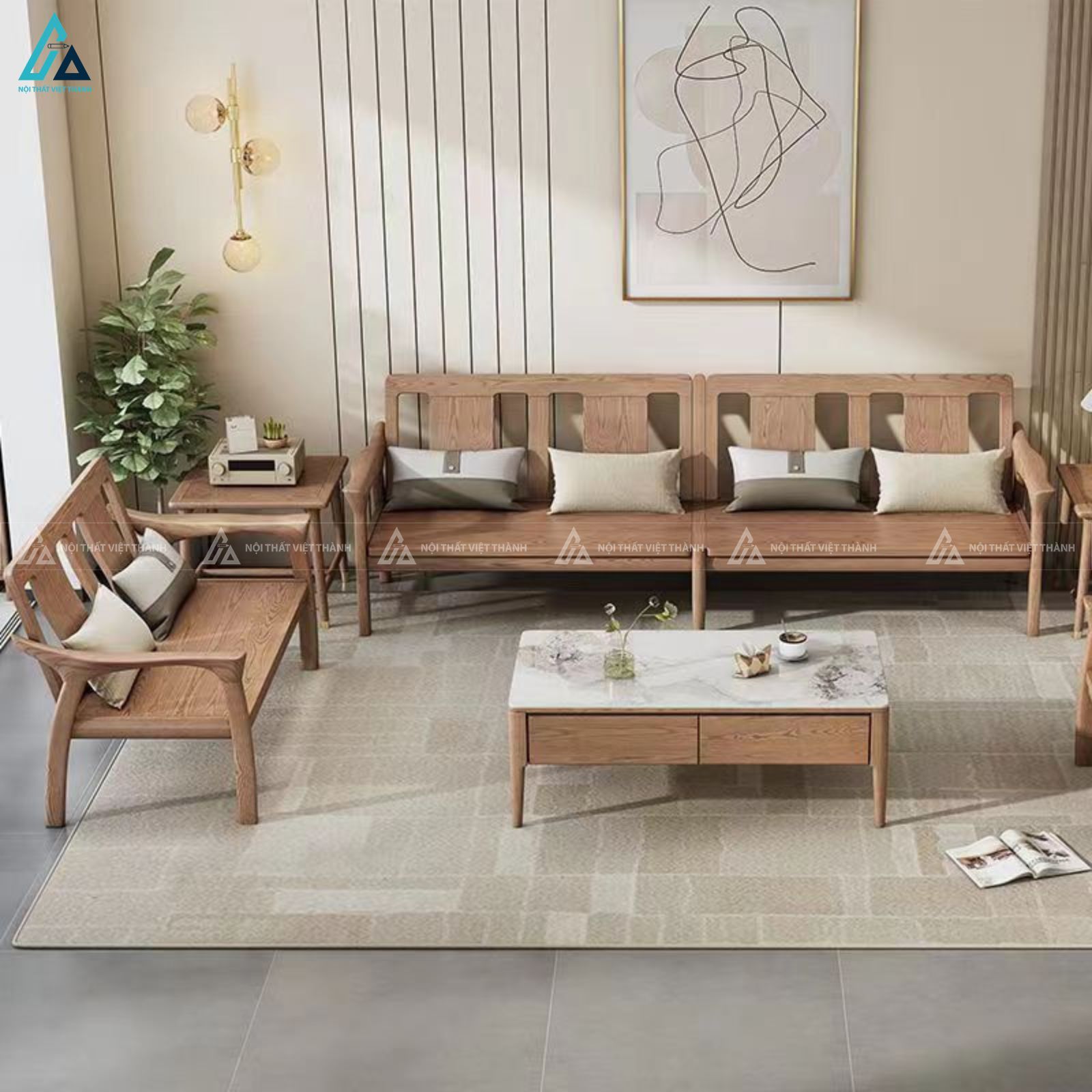 Sofa gỗ thiết kế cách điệu nghệ thuật cho phòng khách sang trọng 2