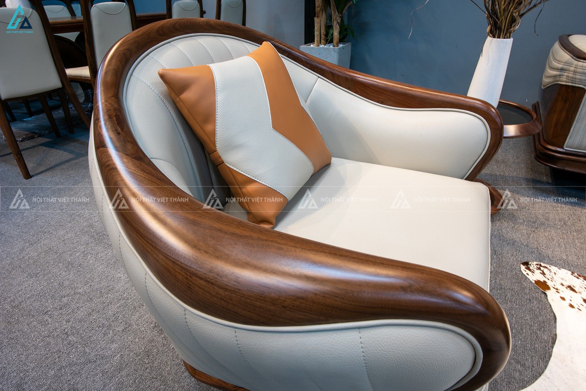Bộ sofa chữ u tay cong thiết kế sọc đứng đẳng cấp hiện đại 2