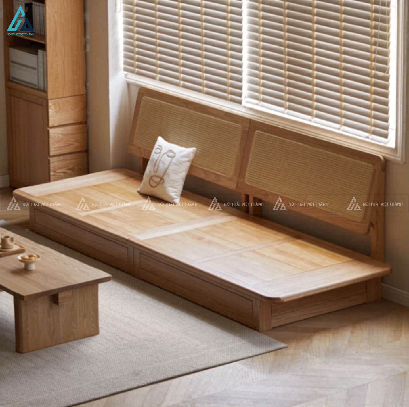 Sofa gỗ kiểu nhật tối giản cho phòng khách hiện đại sang trọng 2