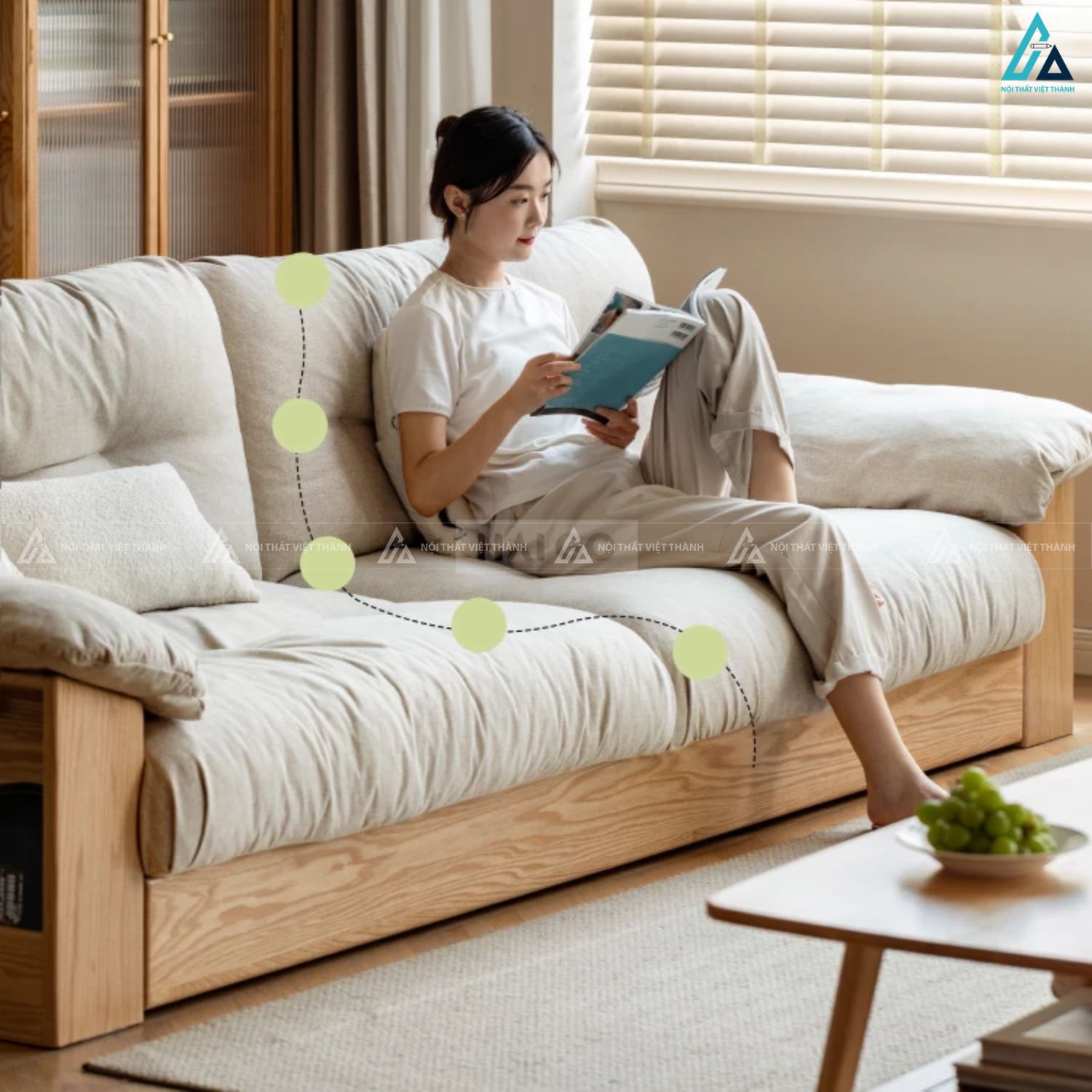 Sofa gỗ tích hợp kệ sách đa năng cho không gian sống tiện nghi 2