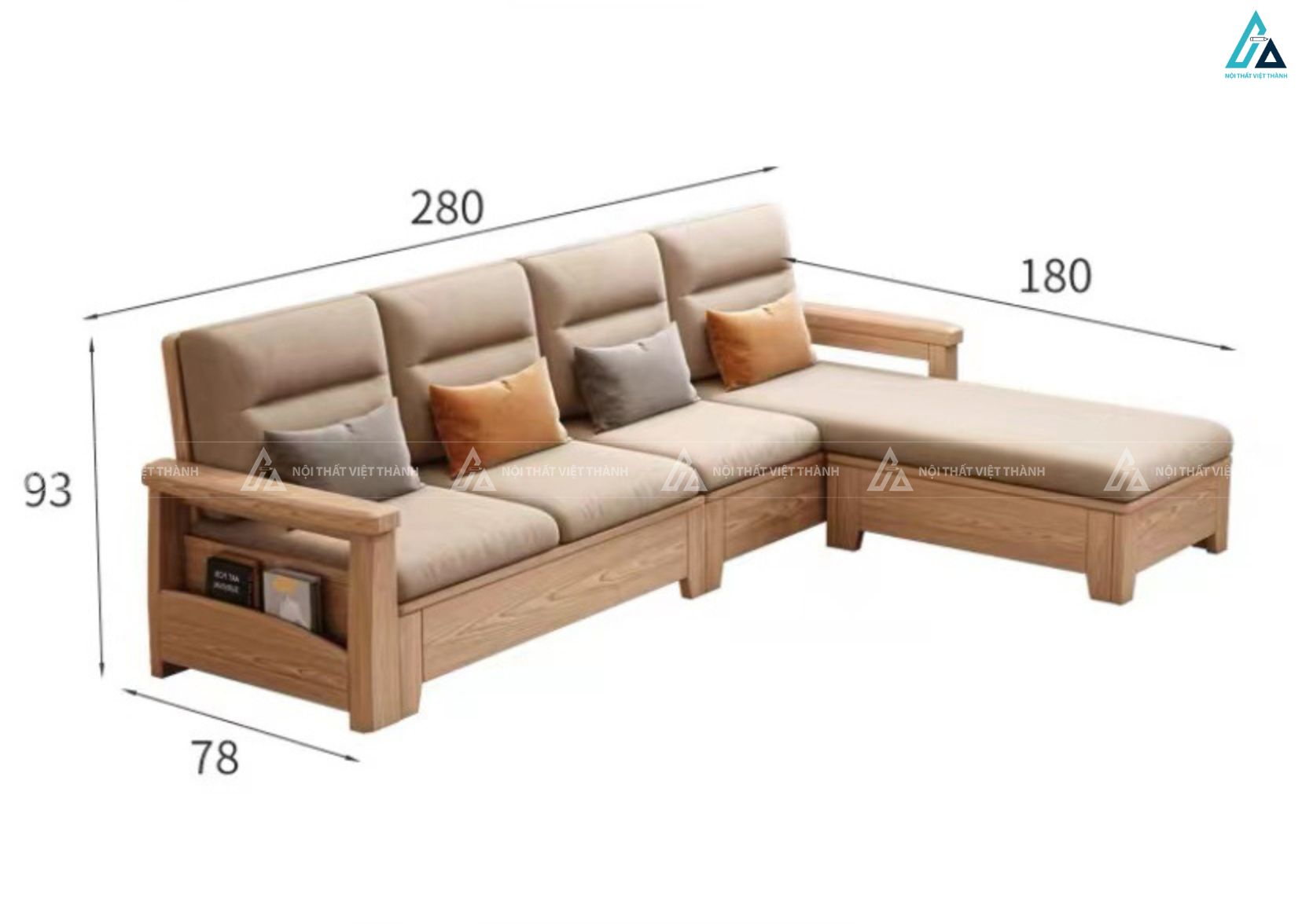 Bộ sofa gỗ hiện đại kết hợp bàn trà thông minh cho phòng khách 3