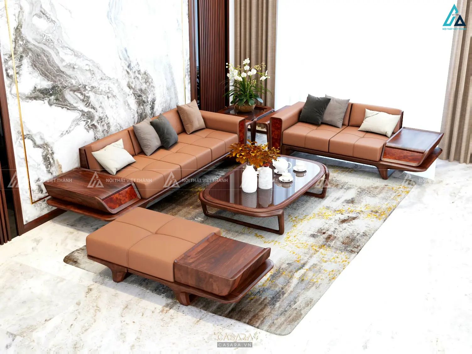Bộ sofa phòng khách đẳng cấp thiết kế liền khối sang trọng 3