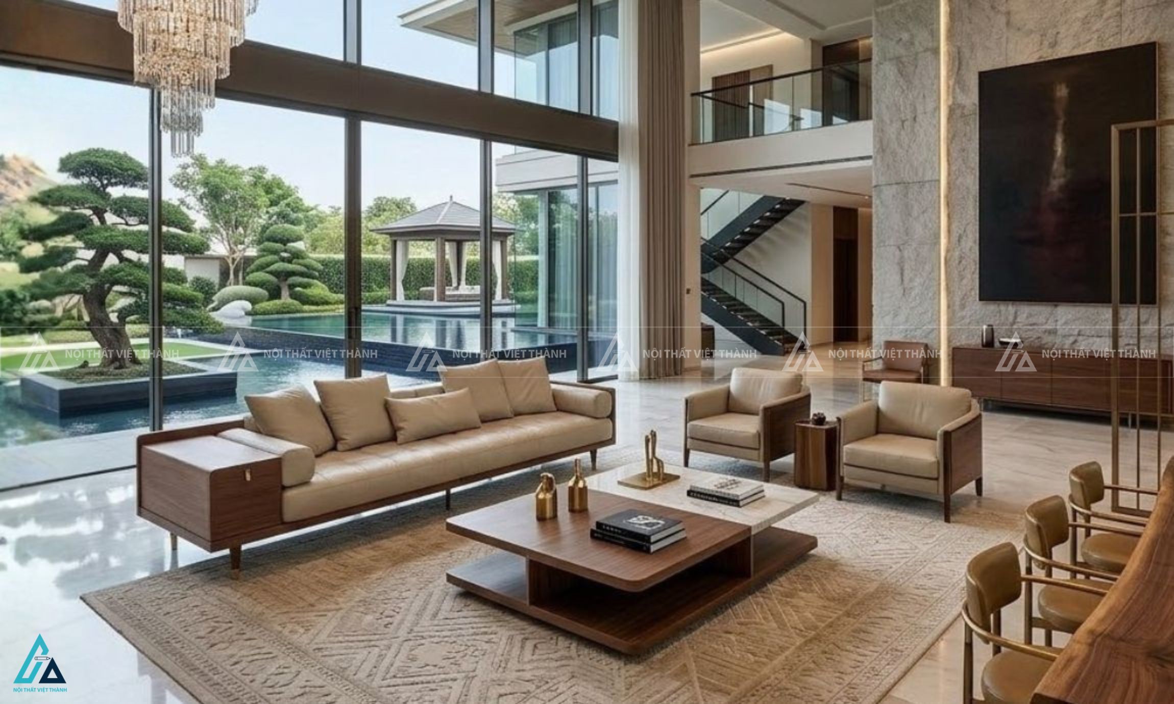 Sofa văng tích hợp ngăn kệ thông minh cho phòng khách hiện đại 2