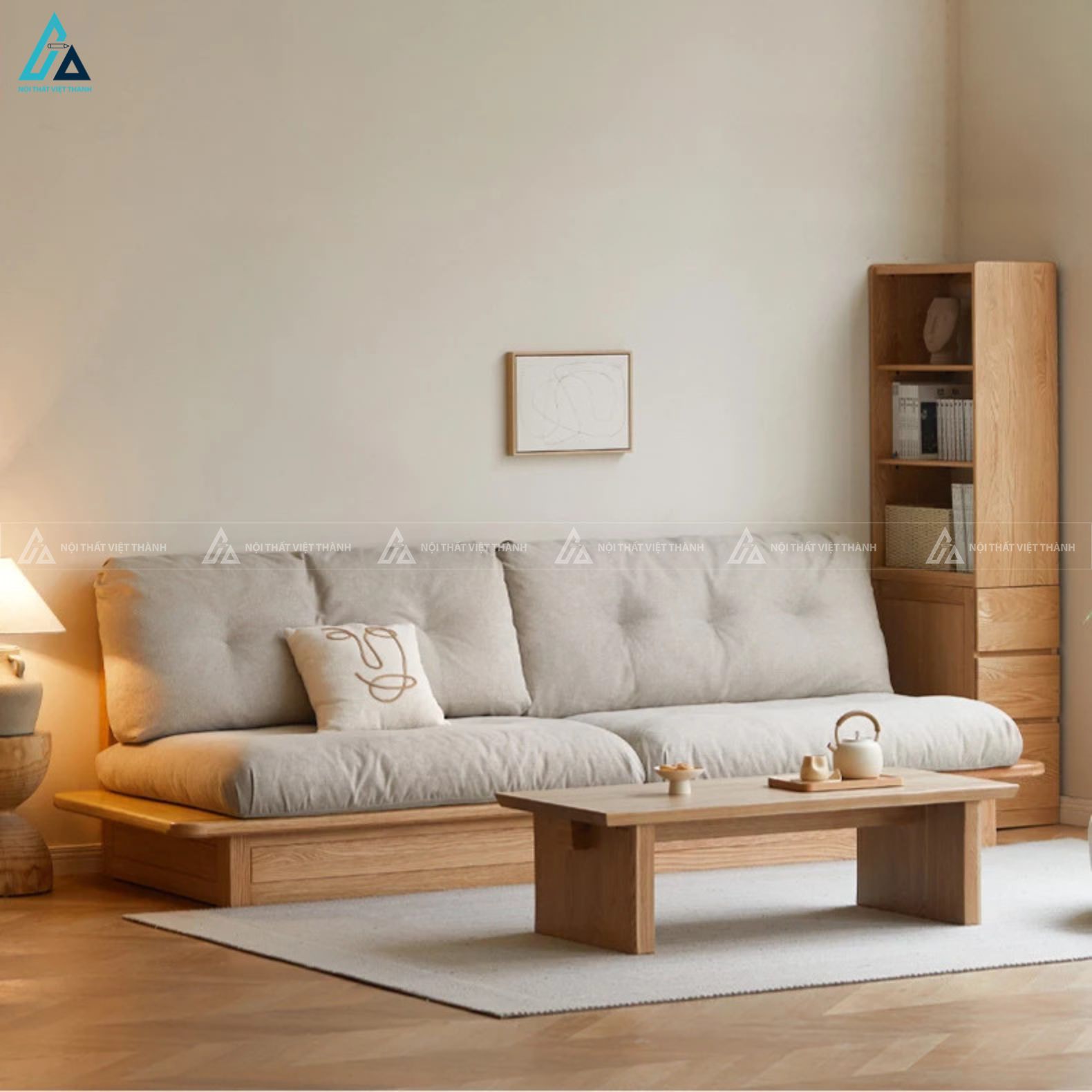 Sofa gỗ kiểu nhật tối giản cho phòng khách hiện đại sang trọng