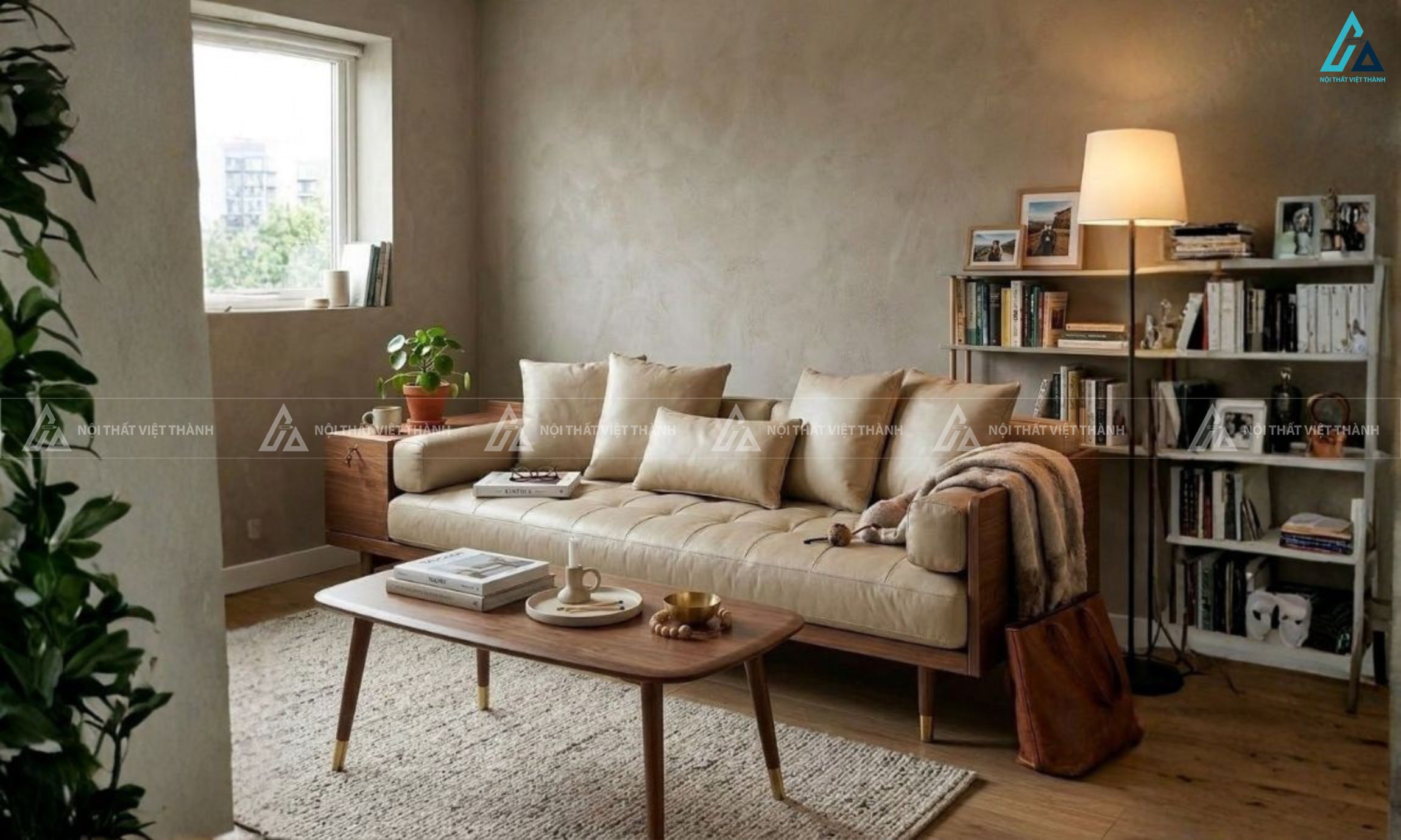 Sofa văng tích hợp ngăn kệ thông minh cho phòng khách hiện đại 3