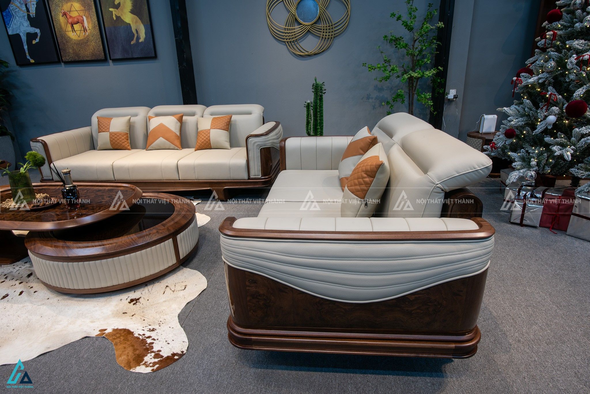 Bộ sofa chữ u tay cong thiết kế sọc đứng đẳng cấp hiện đại 4