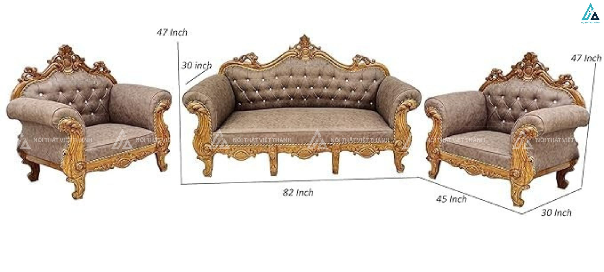 Bộ sofa gỗ cổ điển 5 chỗ ngồi sang trọng cho phòng khách lớn 4
