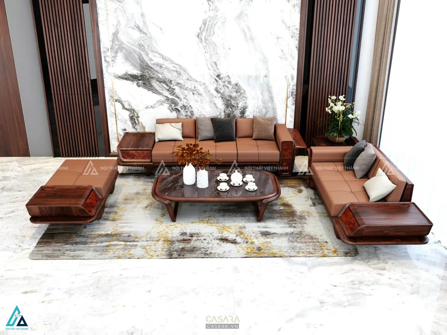 Bộ sofa phòng khách đẳng cấp thiết kế liền khối sang trọng