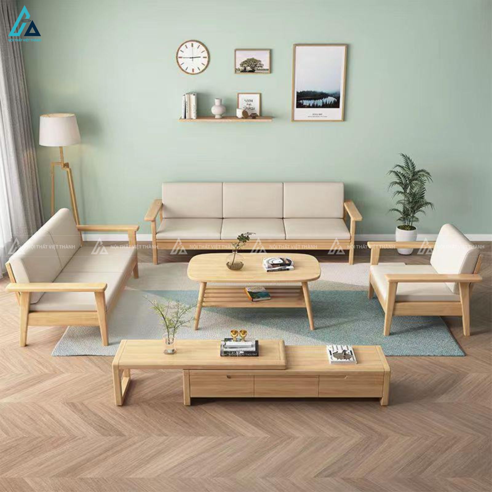 Sofa gỗ phong cách bắc âu thiết kế tinh tế cho phòng khách hiện đại 3