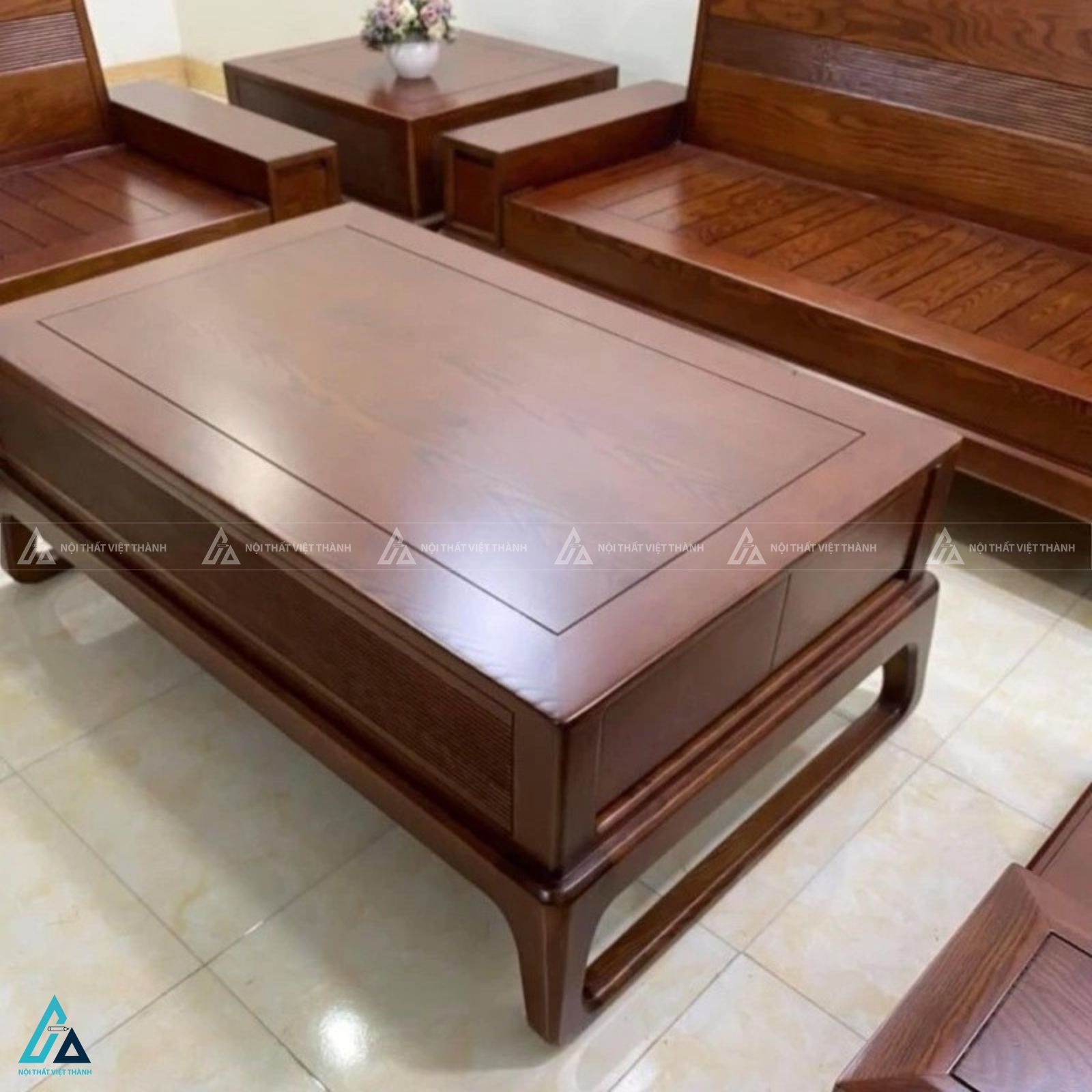Bộ sofa gỗ góc chữ l thiết kế bề thế sang trọng cho phòng khách 4