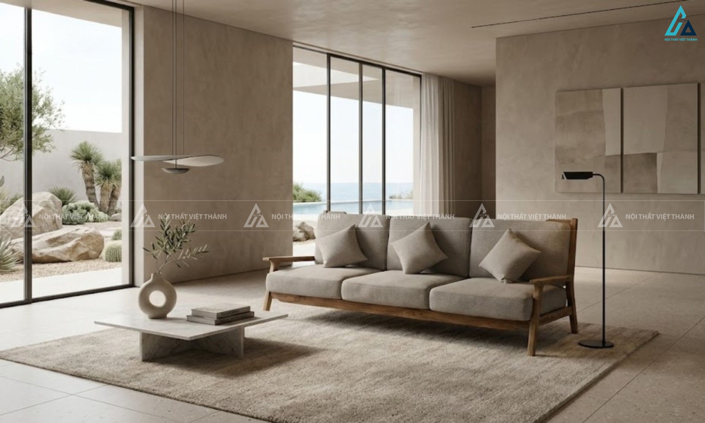 Sofa văng gỗ thiết kế thanh thoát cho phòng khách hiện đại 4