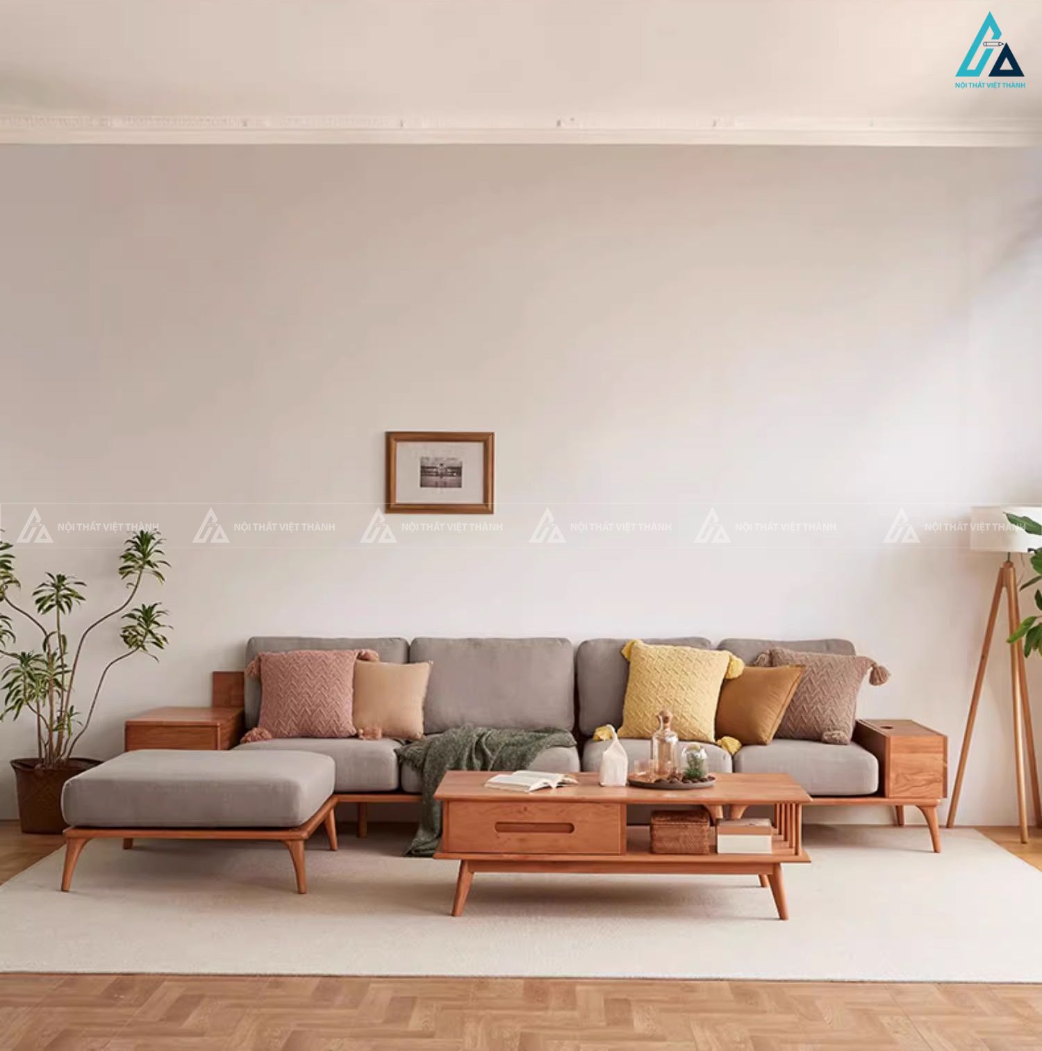 Sofa gỗ tích hợp hộc chứa đồ thông minh cho phòng khách gọn gàng 3