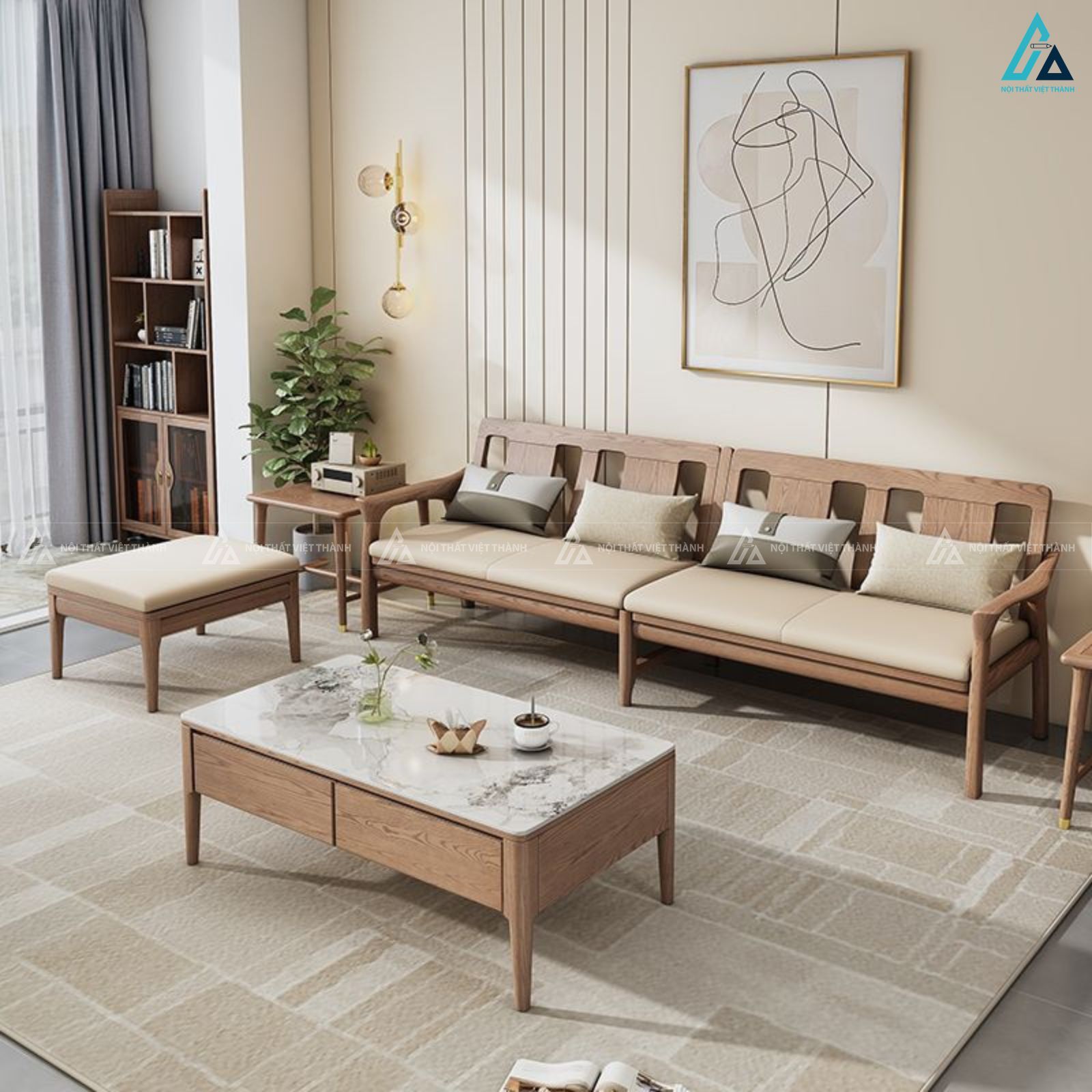 Sofa gỗ thiết kế cách điệu nghệ thuật cho phòng khách sang trọng