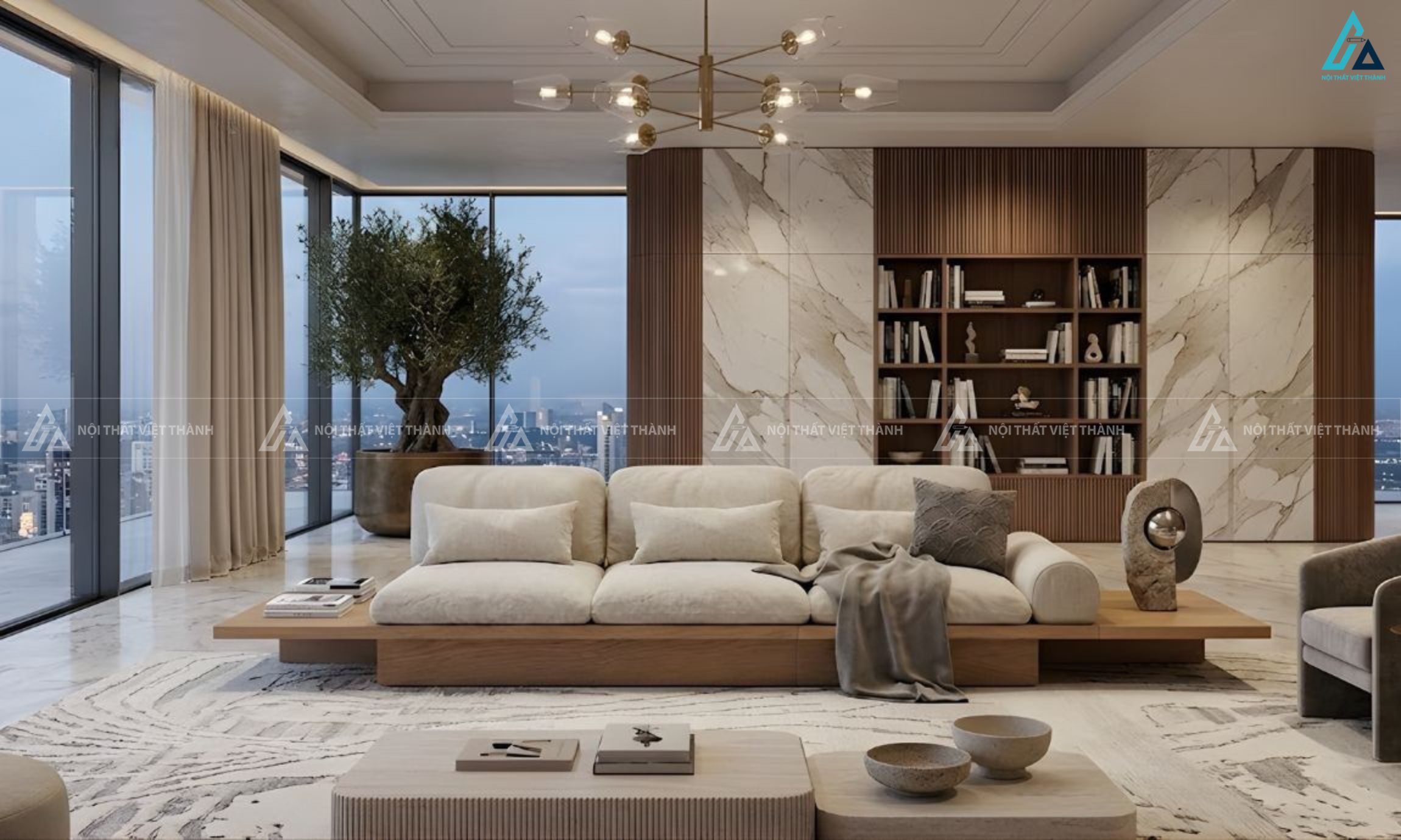 Sofa gỗ tối giản thiết kế dạng bệt sang trọng cho phòng khách 5