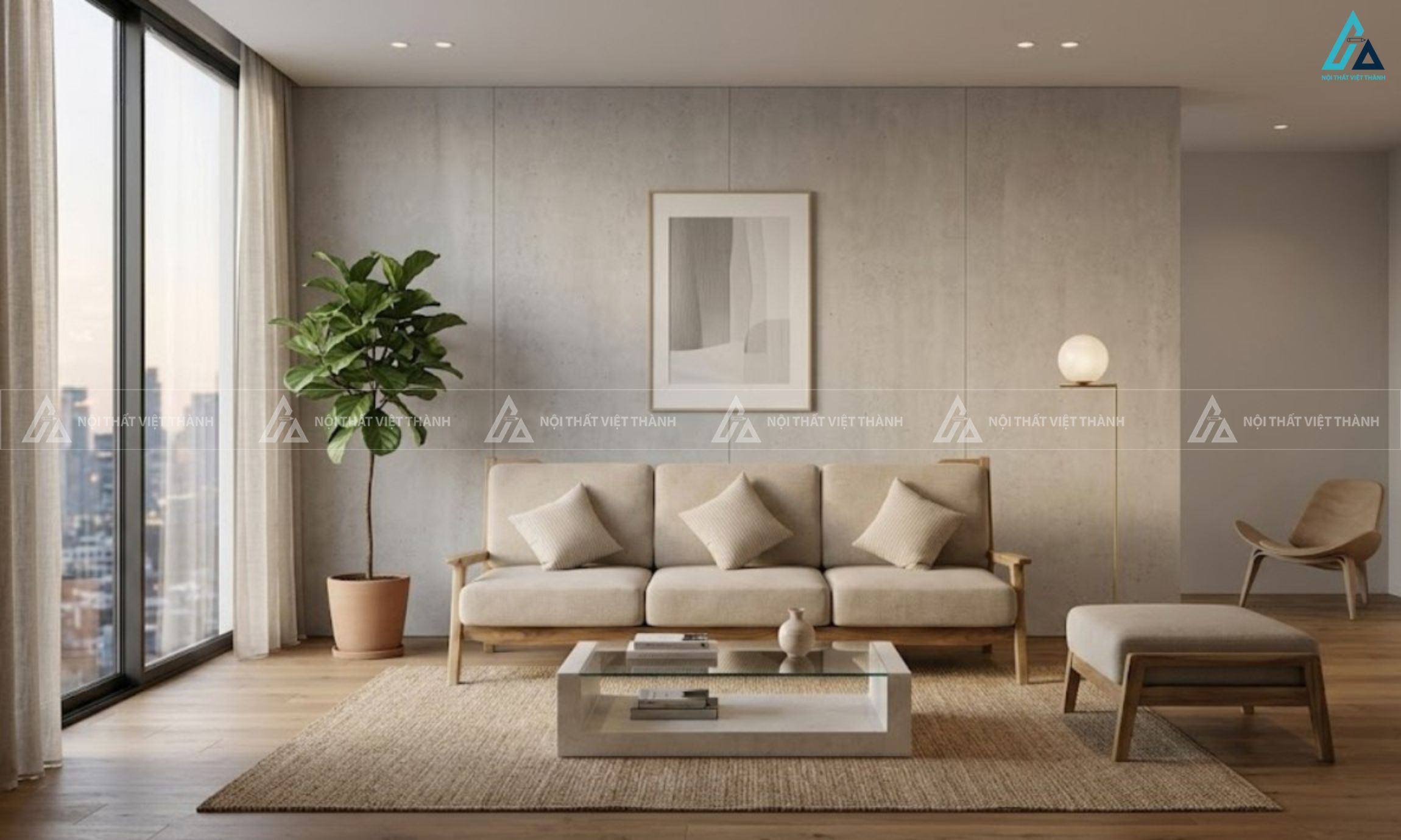Sofa văng gỗ thiết kế thanh thoát cho phòng khách hiện đại 5