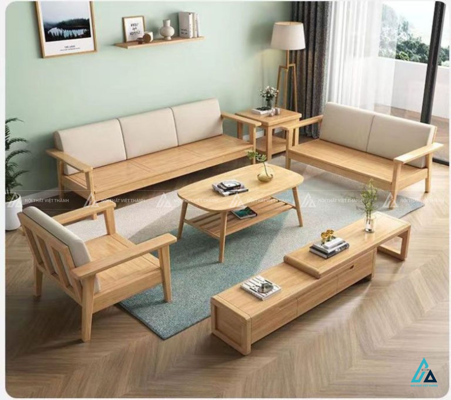 Sofa gỗ phong cách bắc âu thiết kế tinh tế cho phòng khách hiện đại 7