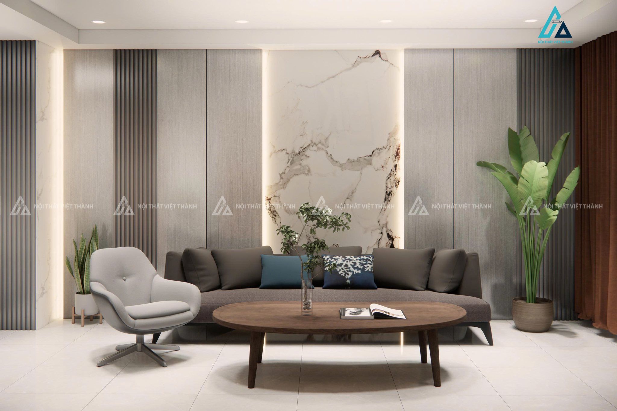 Mẫu sofa vải nỉ tone trầm thoải mái thư giãn