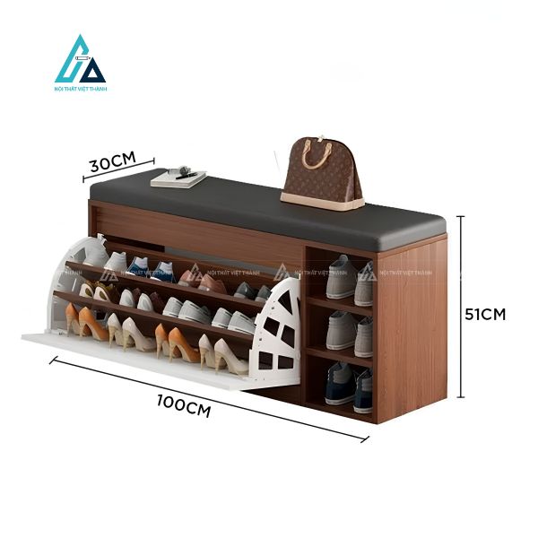 Tủ giày thiết kế ghế ngồi thông minh tích hợp ngăn kệ lưu trữ tiện lợi 2