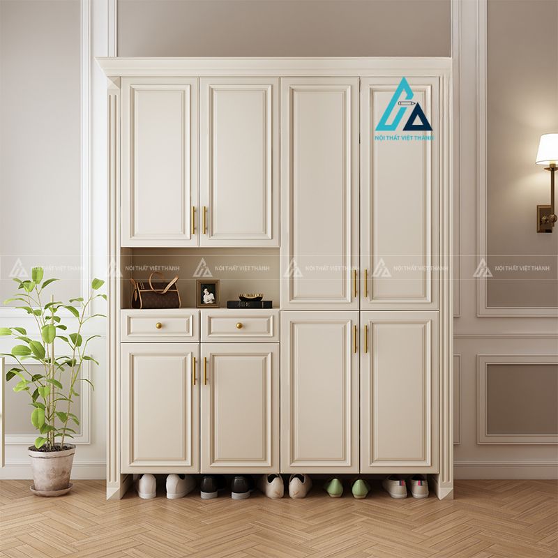 Tủ giày dép hiện đại kết hợp kệ trang trí đa năng sang trọng 1